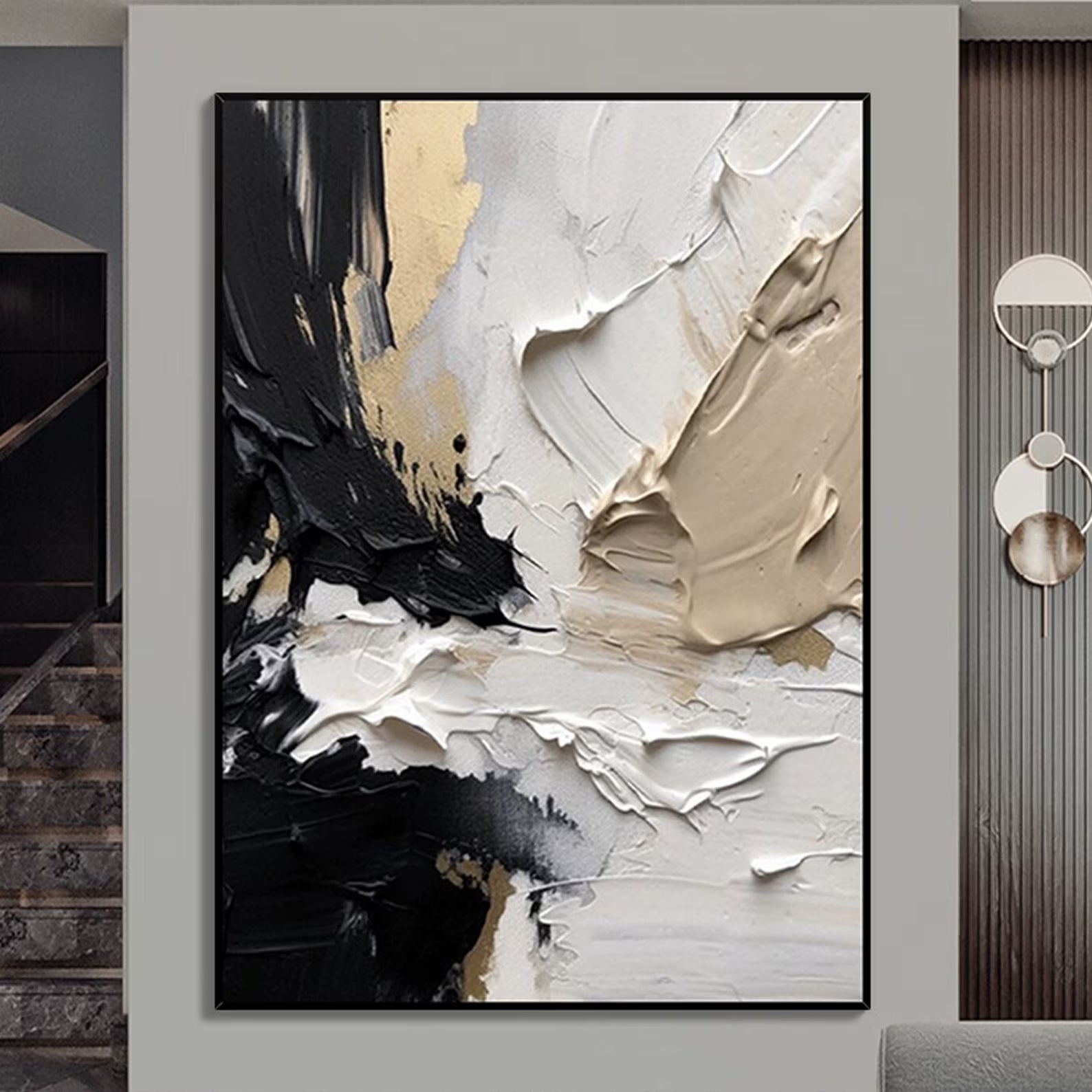 Textured Opulent Abstraction | Black Gold