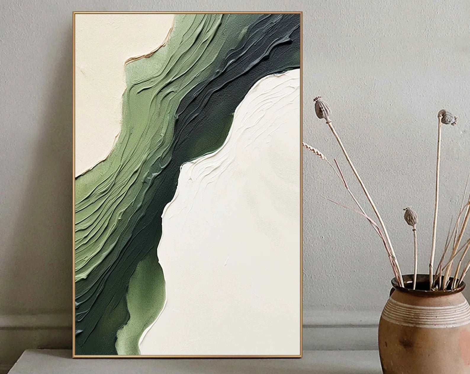 Textured Green Flow | Nature White