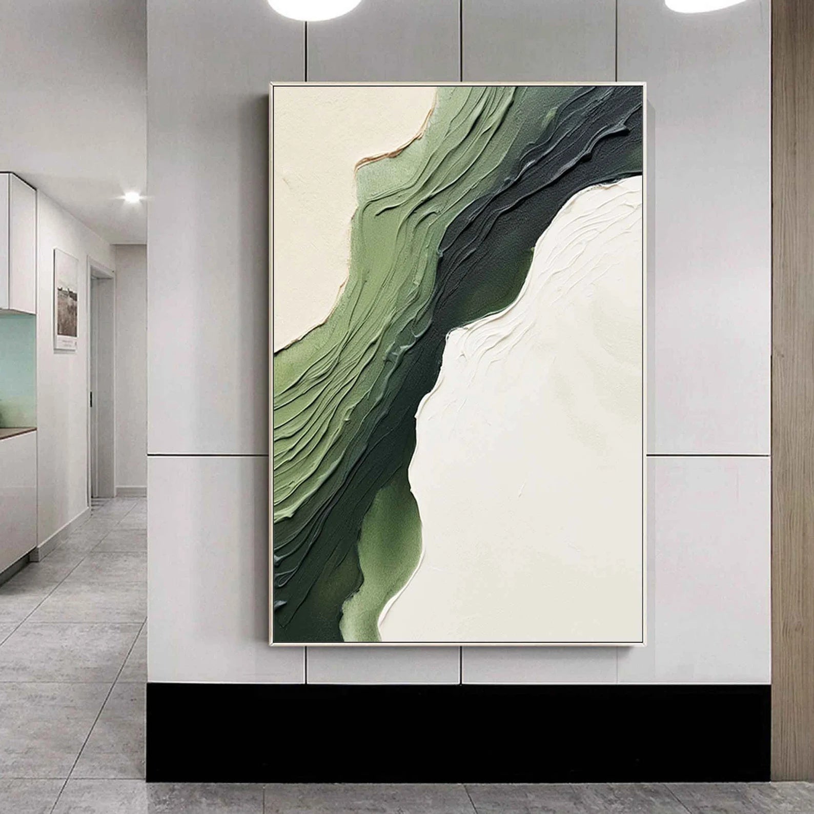 Textured Green Flow | Nature White