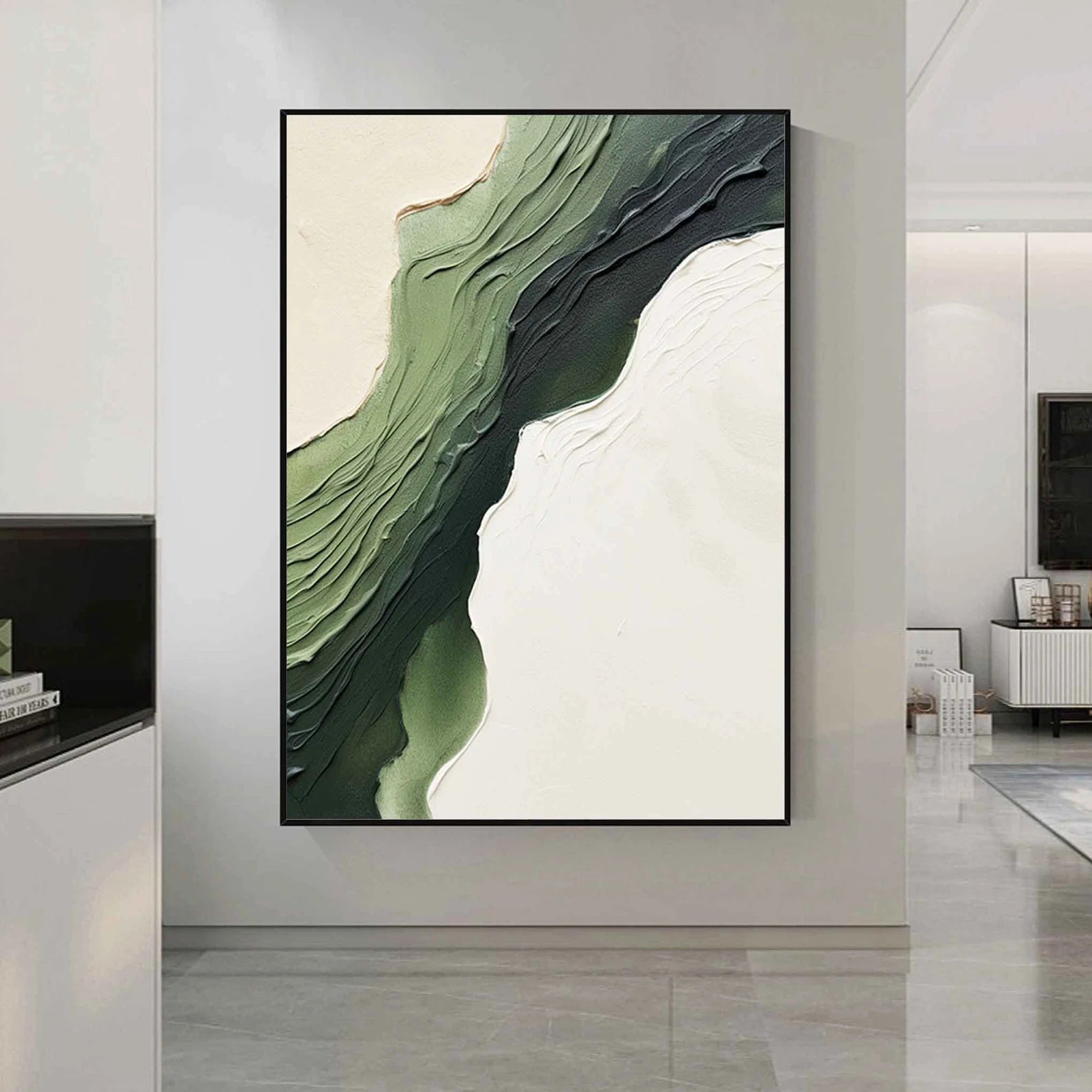 Textured Green Flow | Nature White
