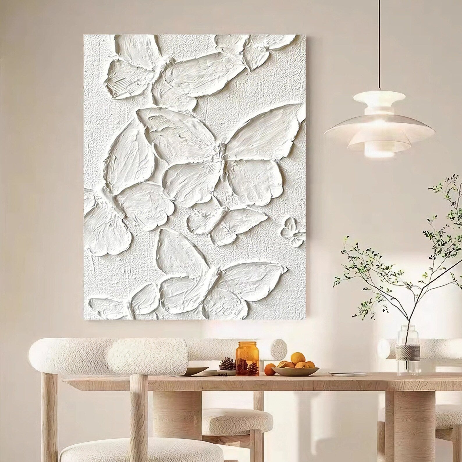 Textured Butterfly Opulence | White Beige