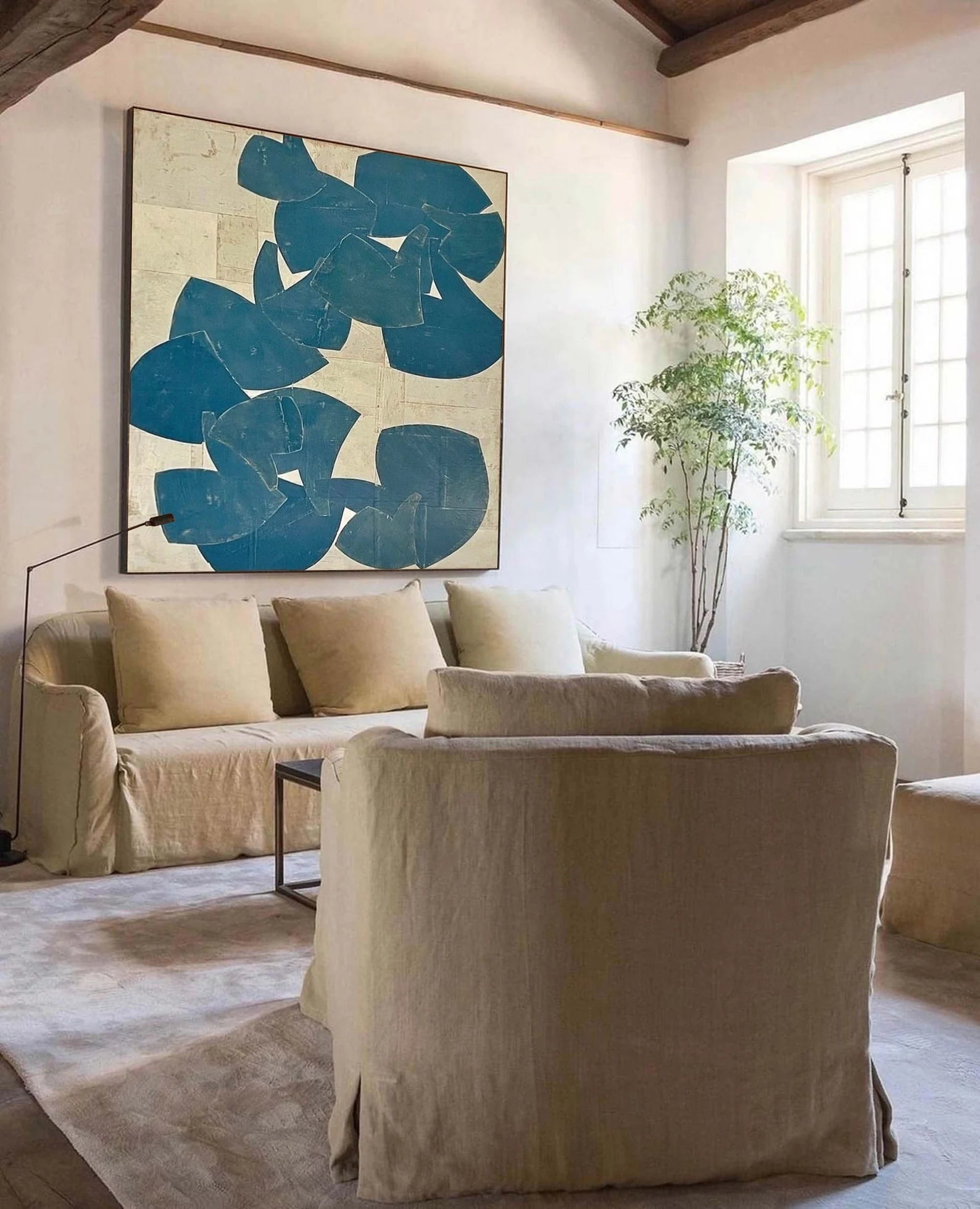 Abstract Teal Shape Art | Contemporary Elegance