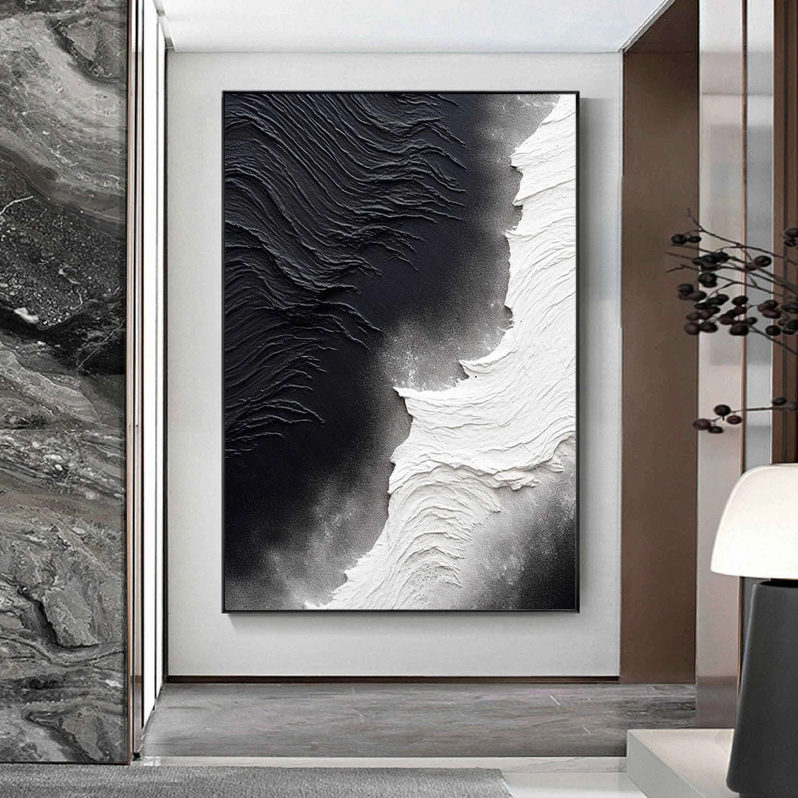 Textured Wave Contrast | Black White