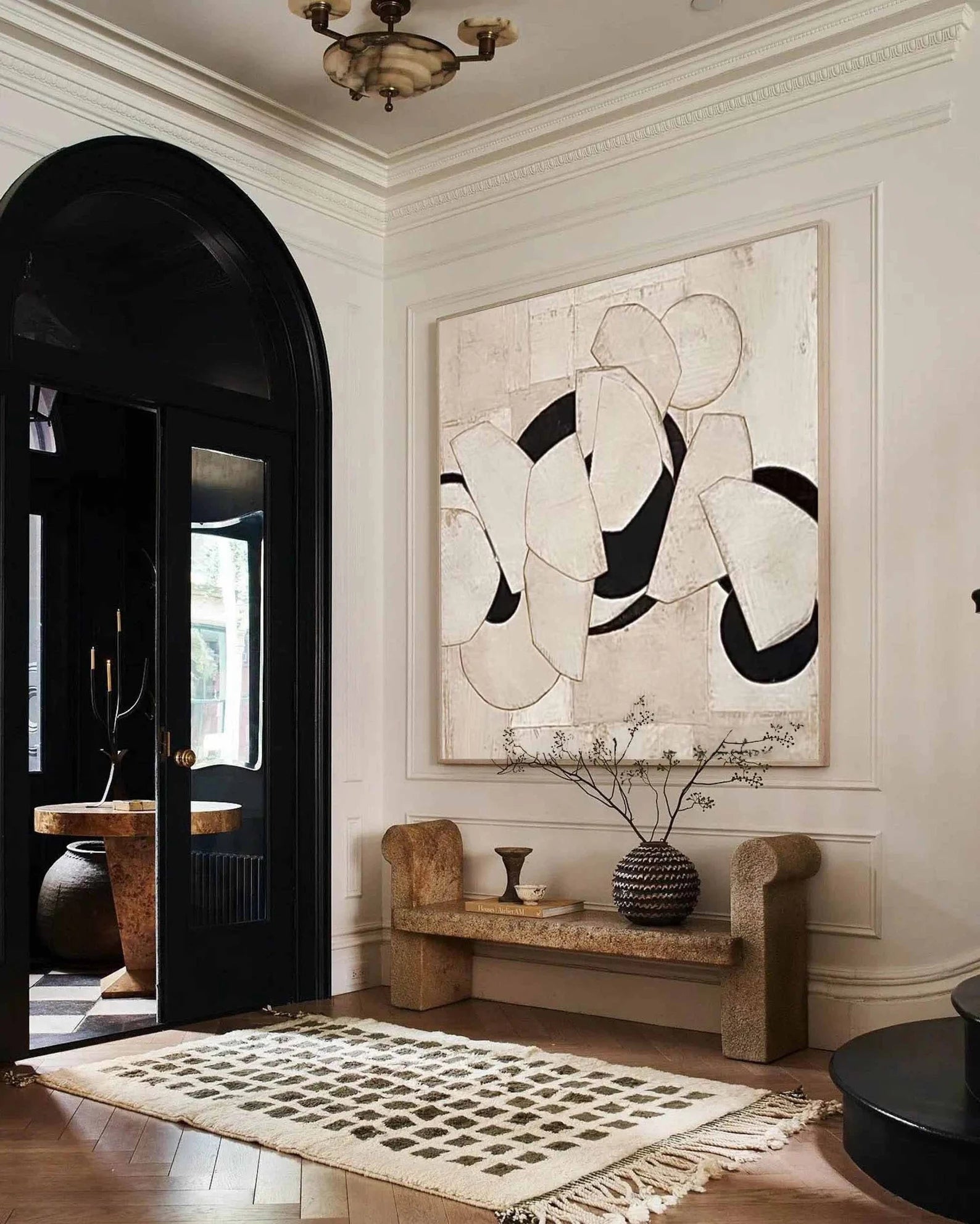 Abstract Beige Black Art | Timeless Sophistication