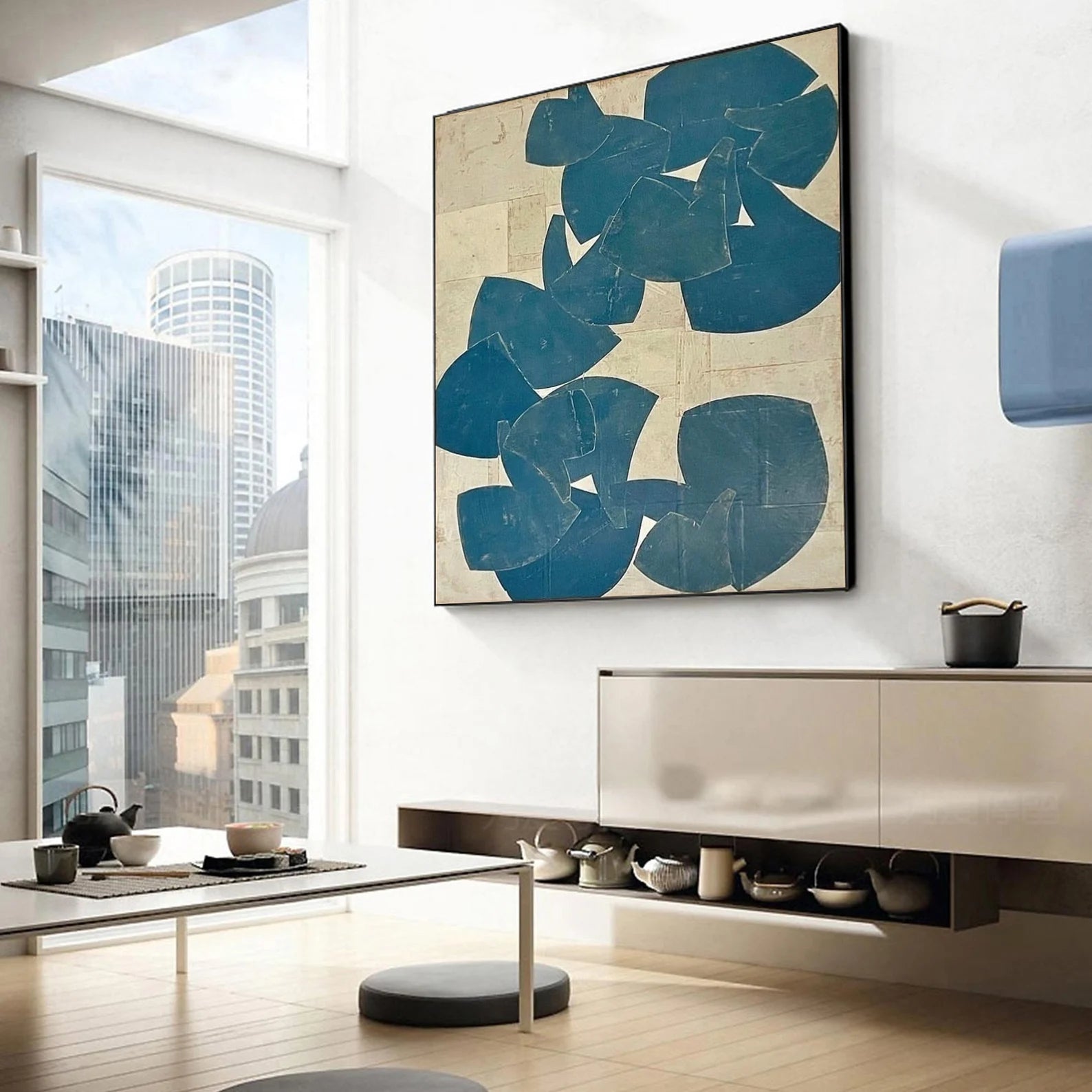 Abstract Teal Shape Art | Contemporary Elegance