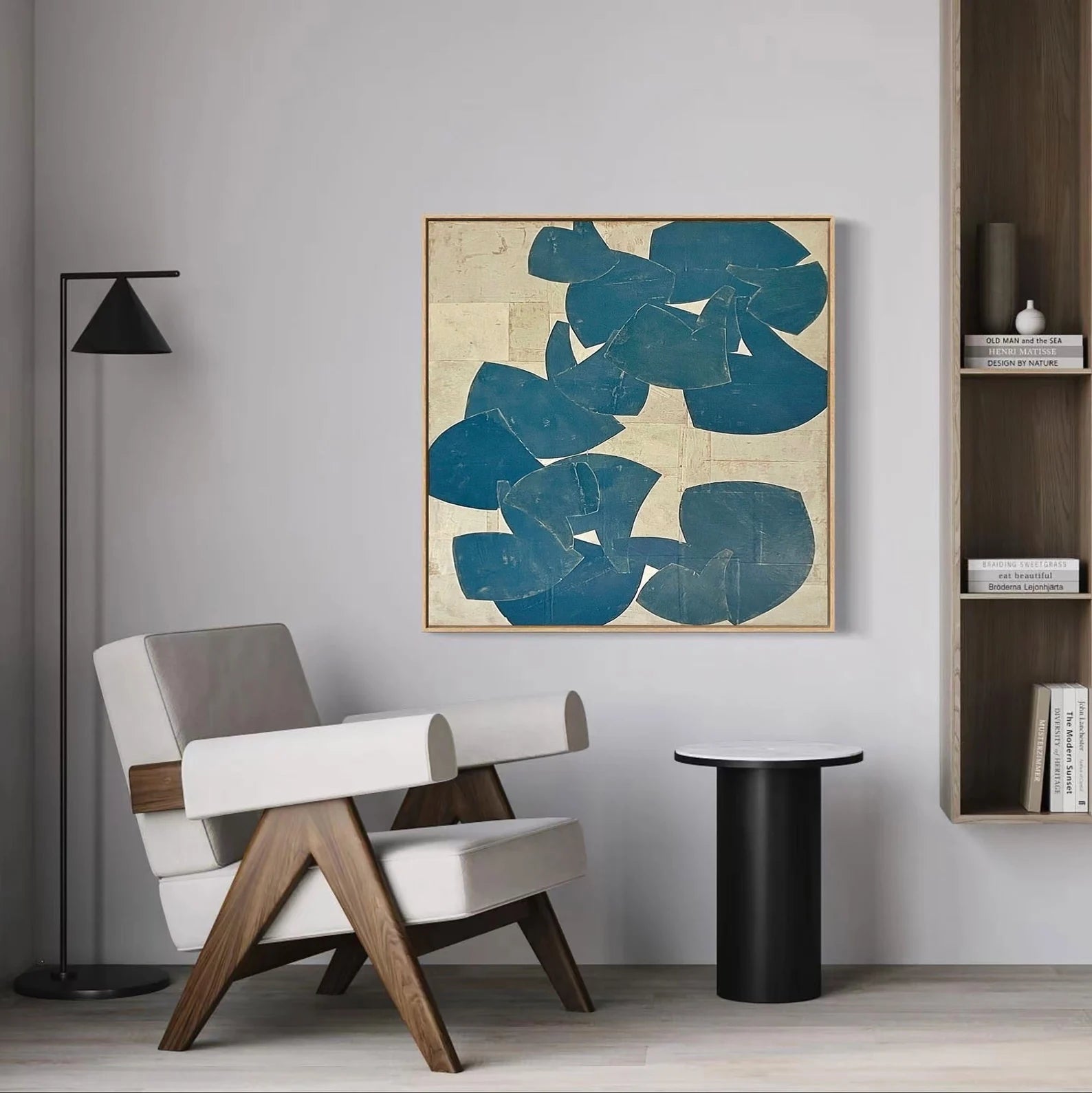 Abstract Teal Shape Art | Contemporary Elegance