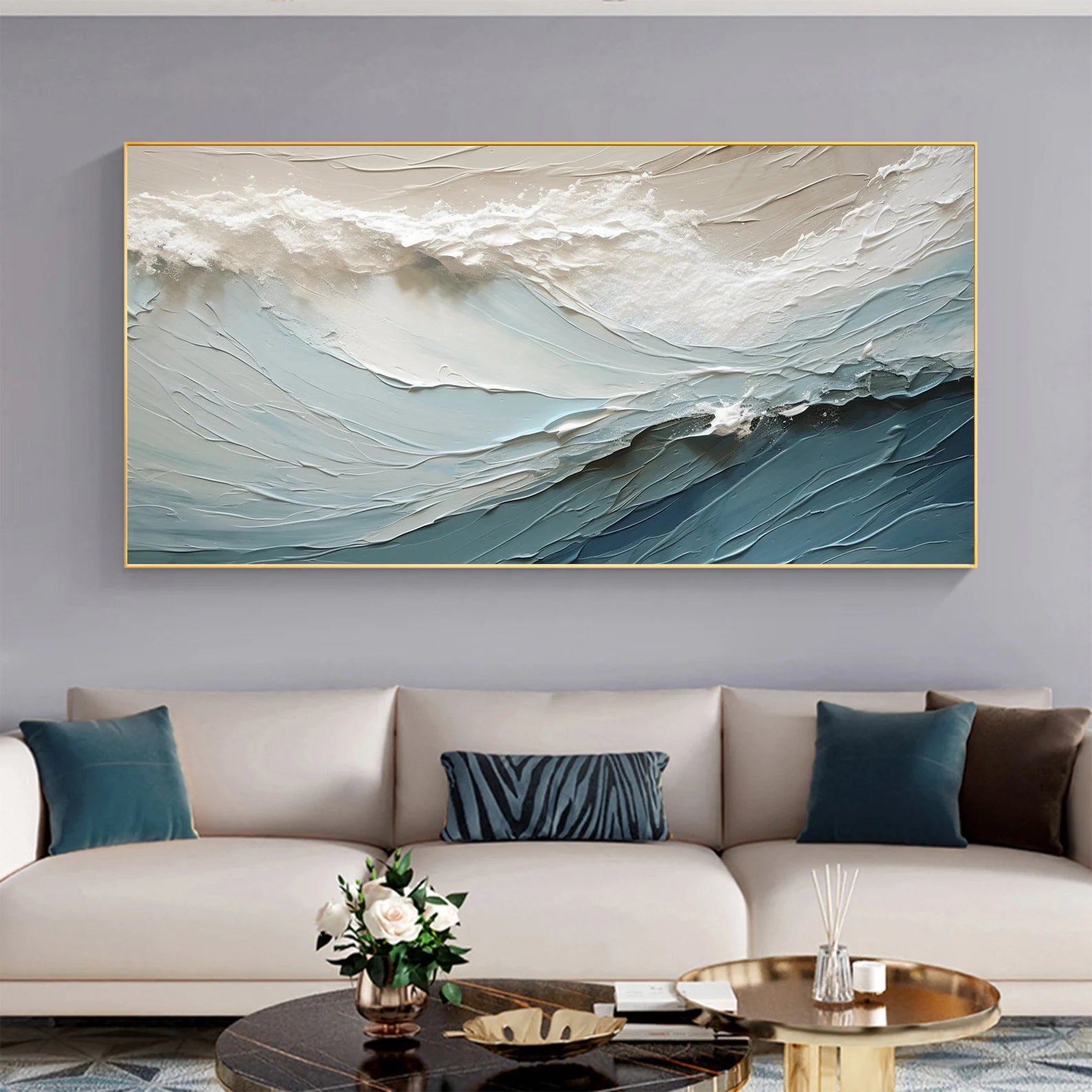Textured Wave Opulence | Pale Teal