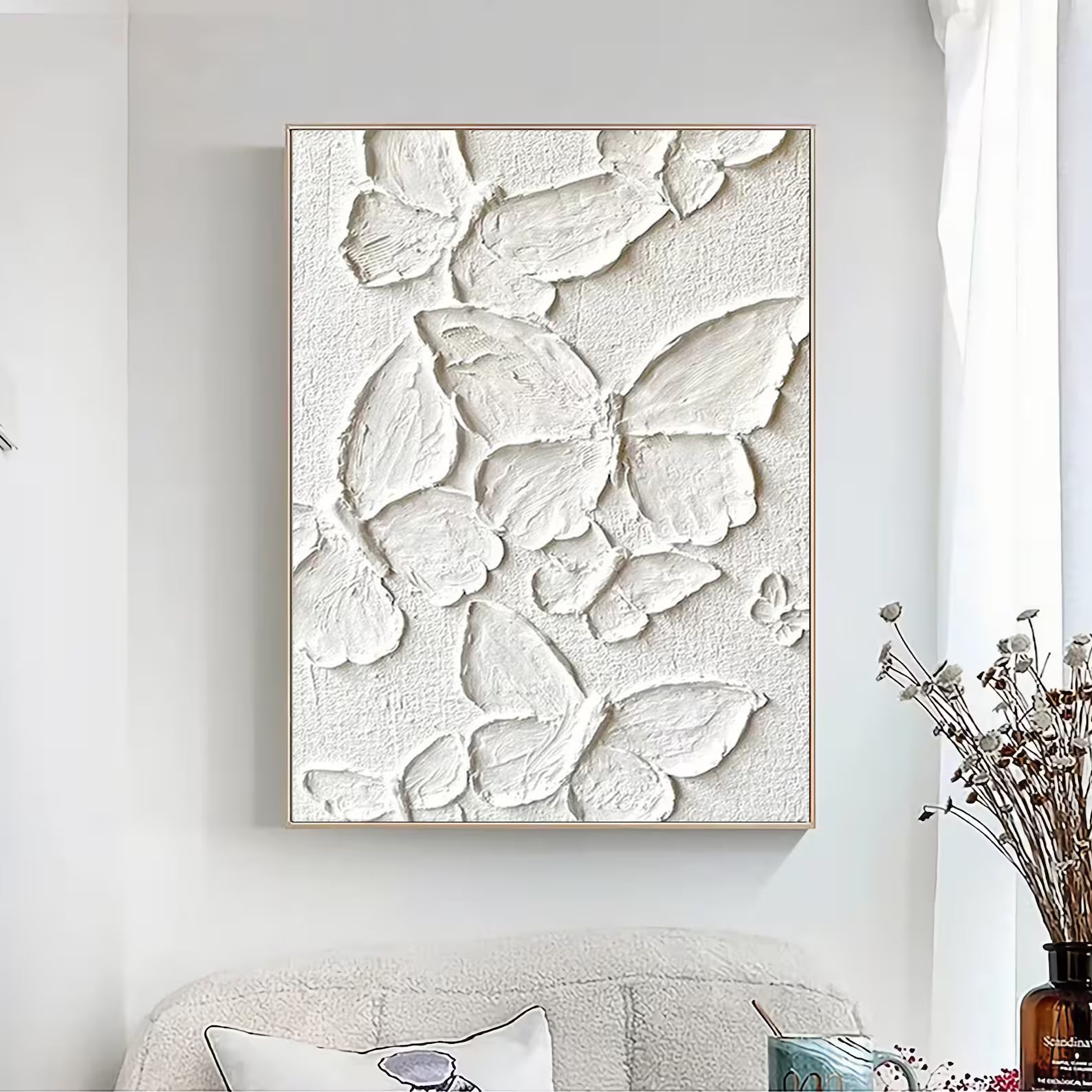Schmetterlingspracht mit Struktur | Weiß Beige