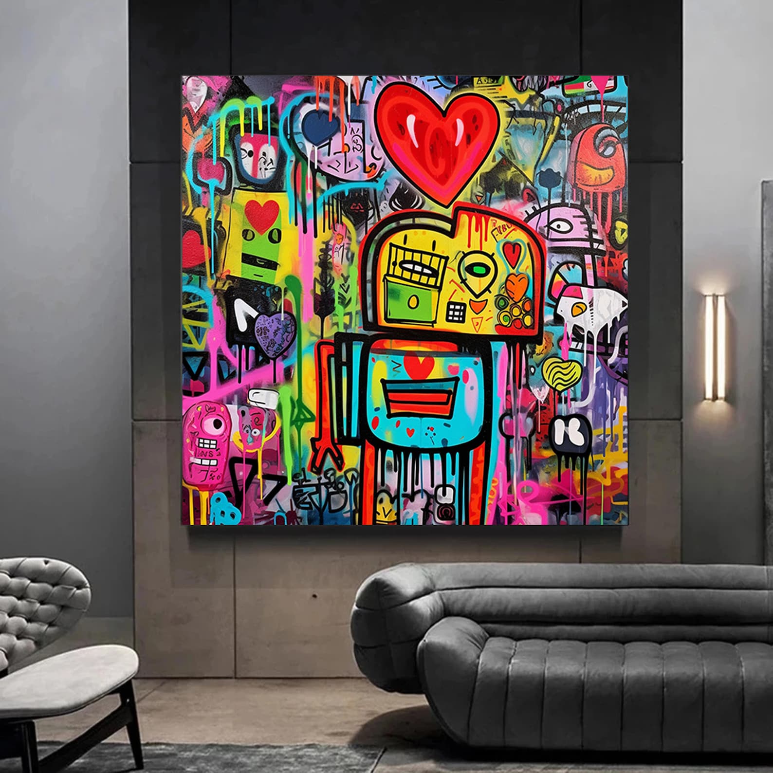 Vibrant Graffiti Ensemble | Heart Accents