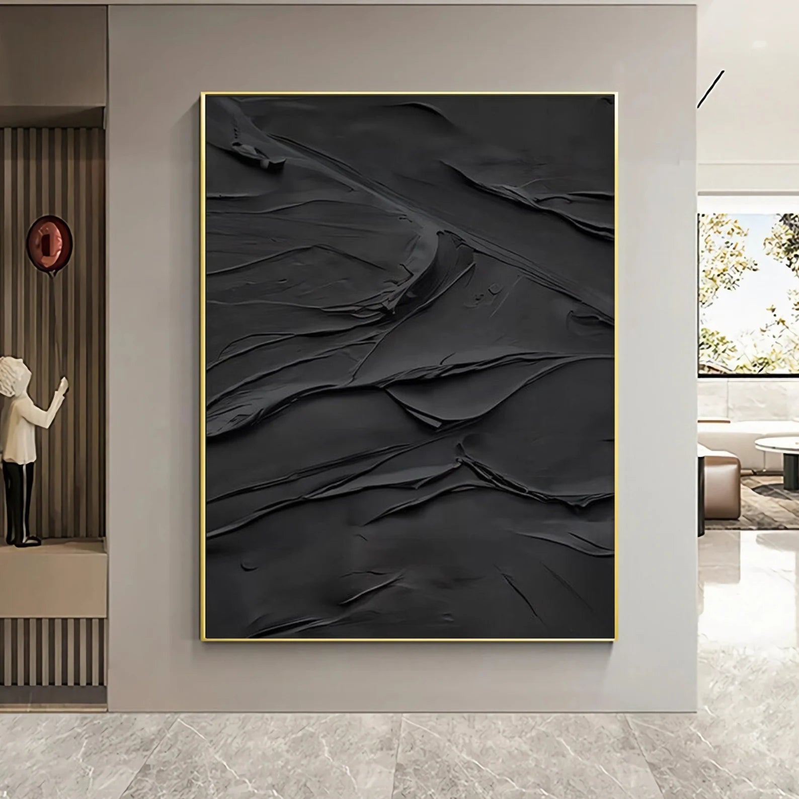 Textured Monochrome Opulence | Black Gold