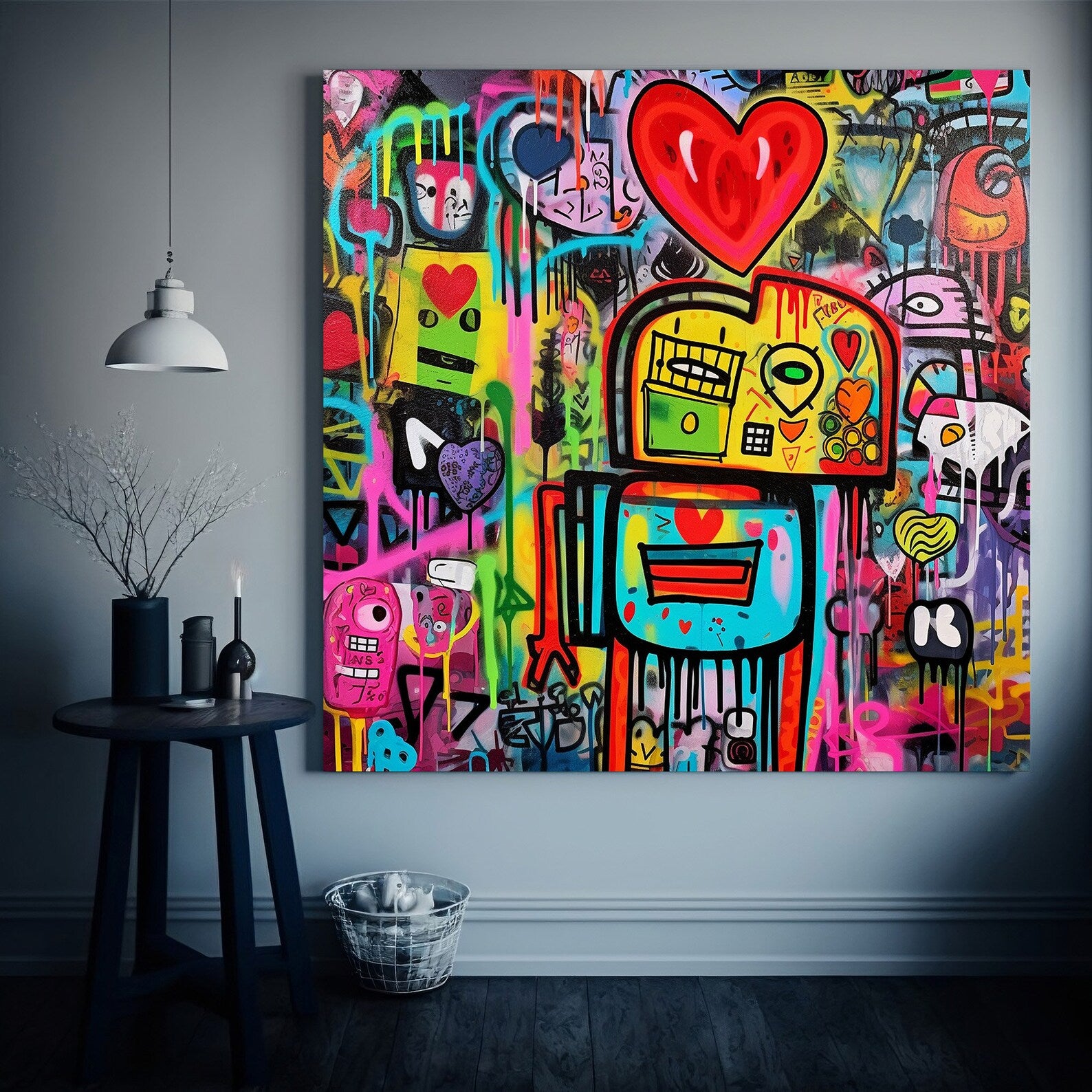 Vibrant Graffiti Ensemble | Heart Accents