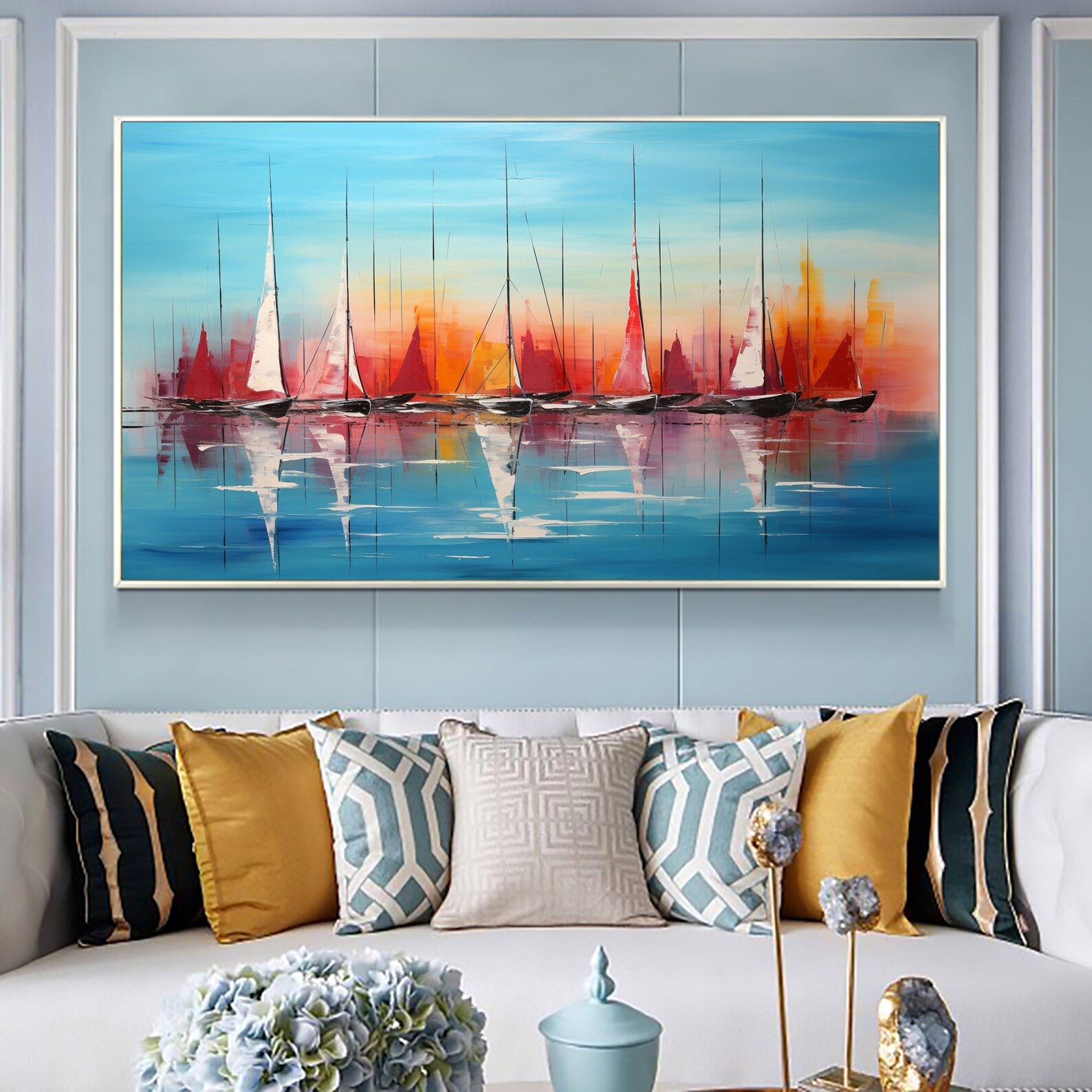 Textured Sailboat Opulence | Sunset Glow