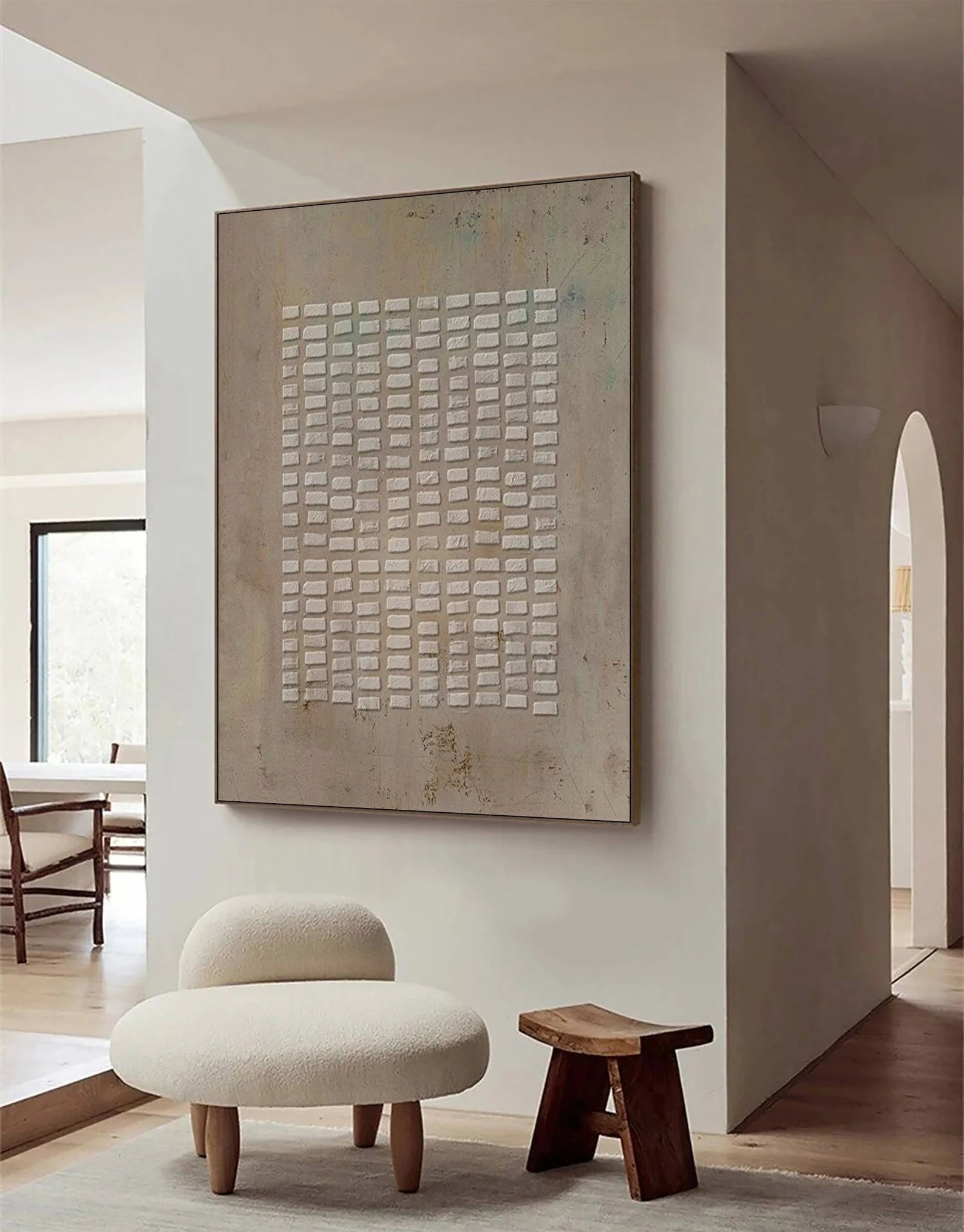 Textured Grid Block Art | Understated Sophistication