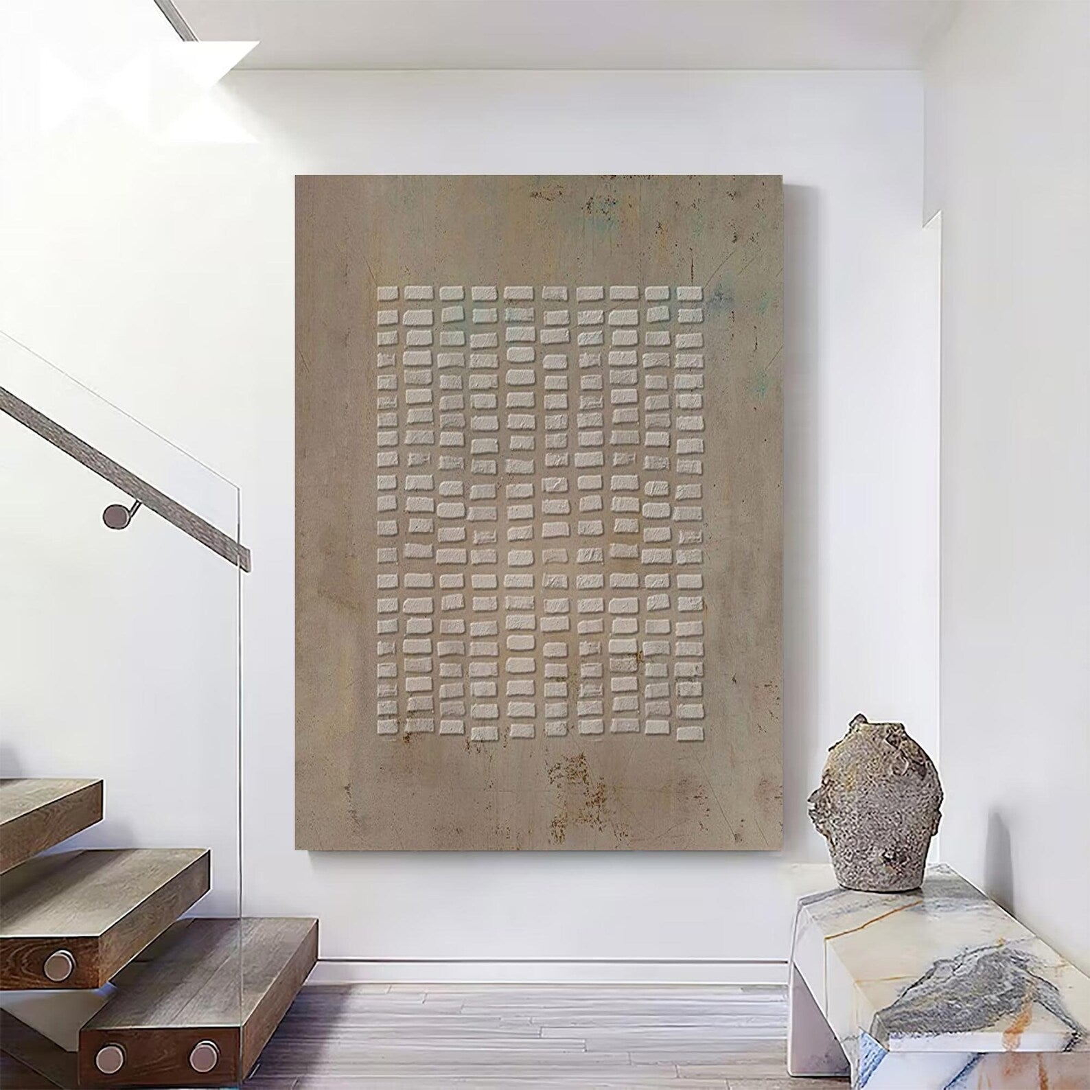 Textured Grid Block Art | Understated Sophistication