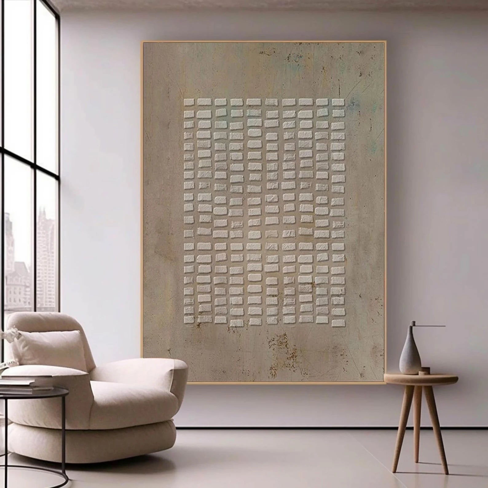 Textured Grid Block Art | Understated Sophistication
