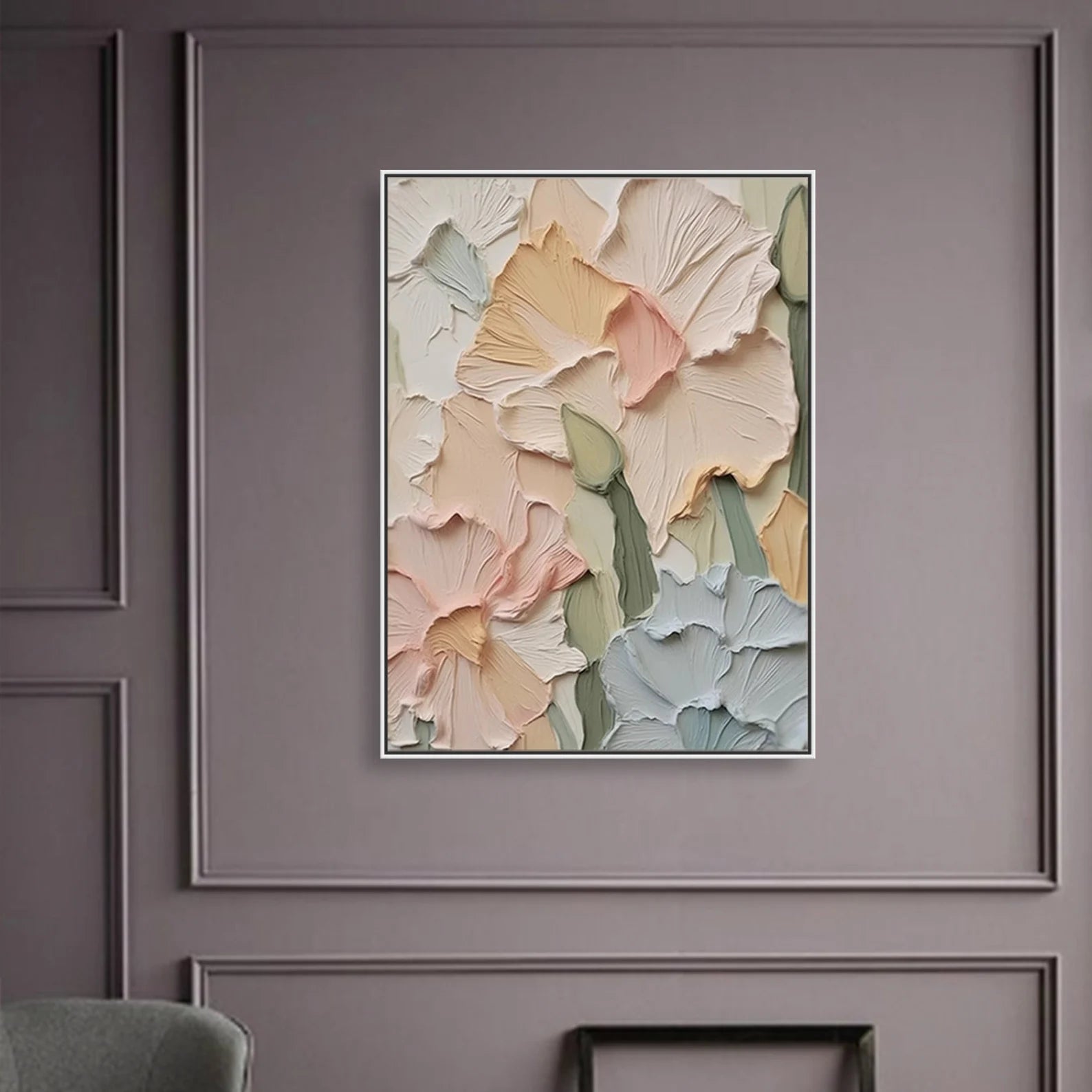 Textured Floral Serenity | Pastel Blossoms