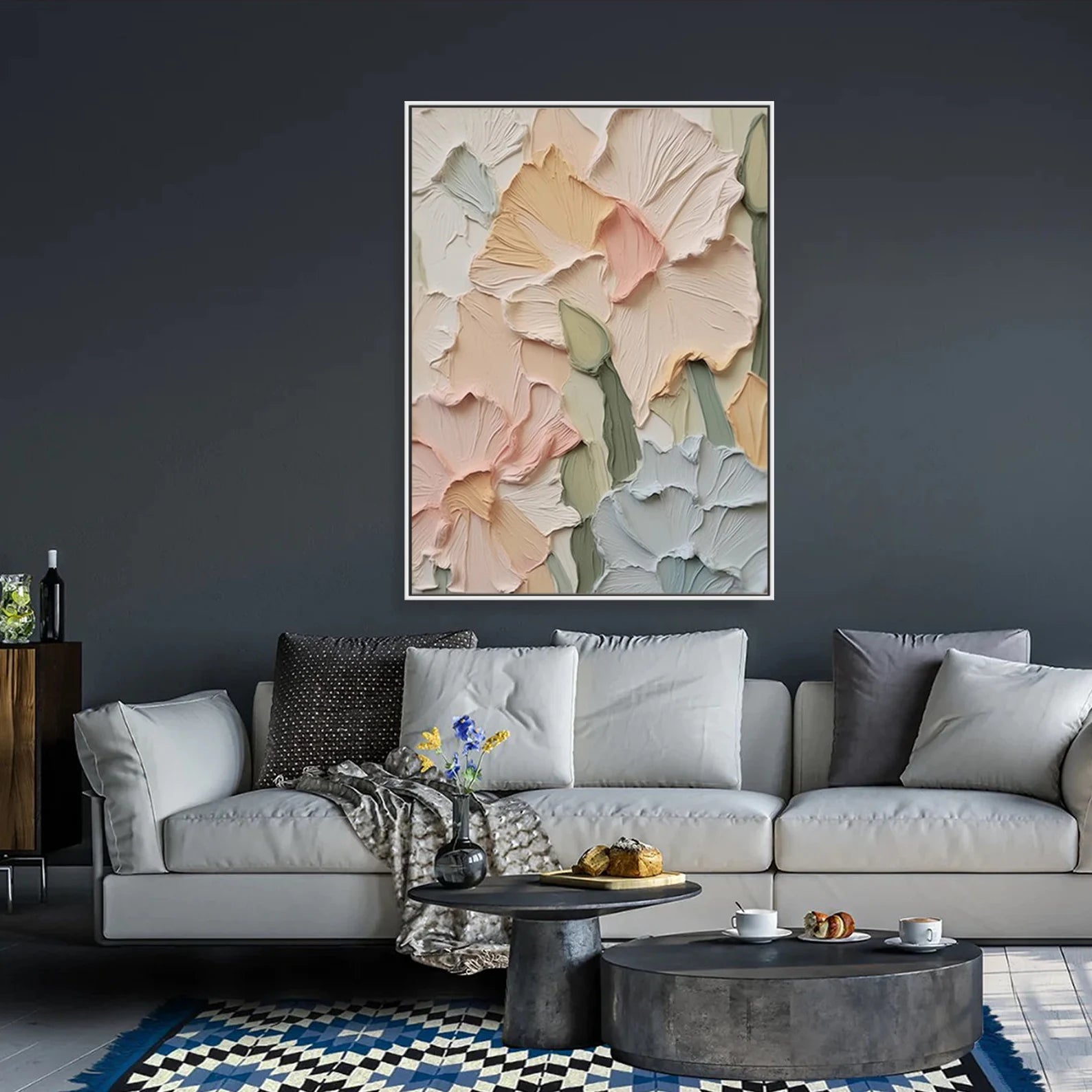 Textured Floral Serenity | Pastel Blossoms