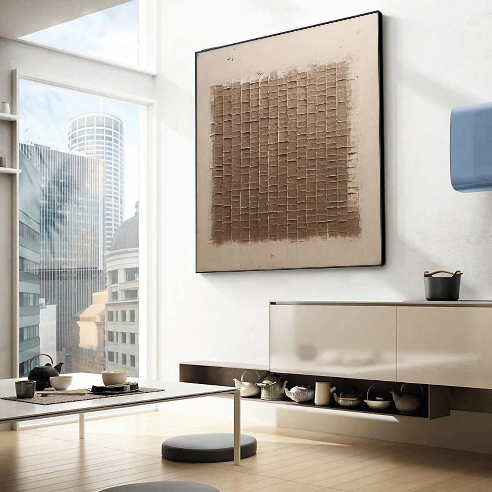 Textured Brown Grid Art | Neutral Sophistication