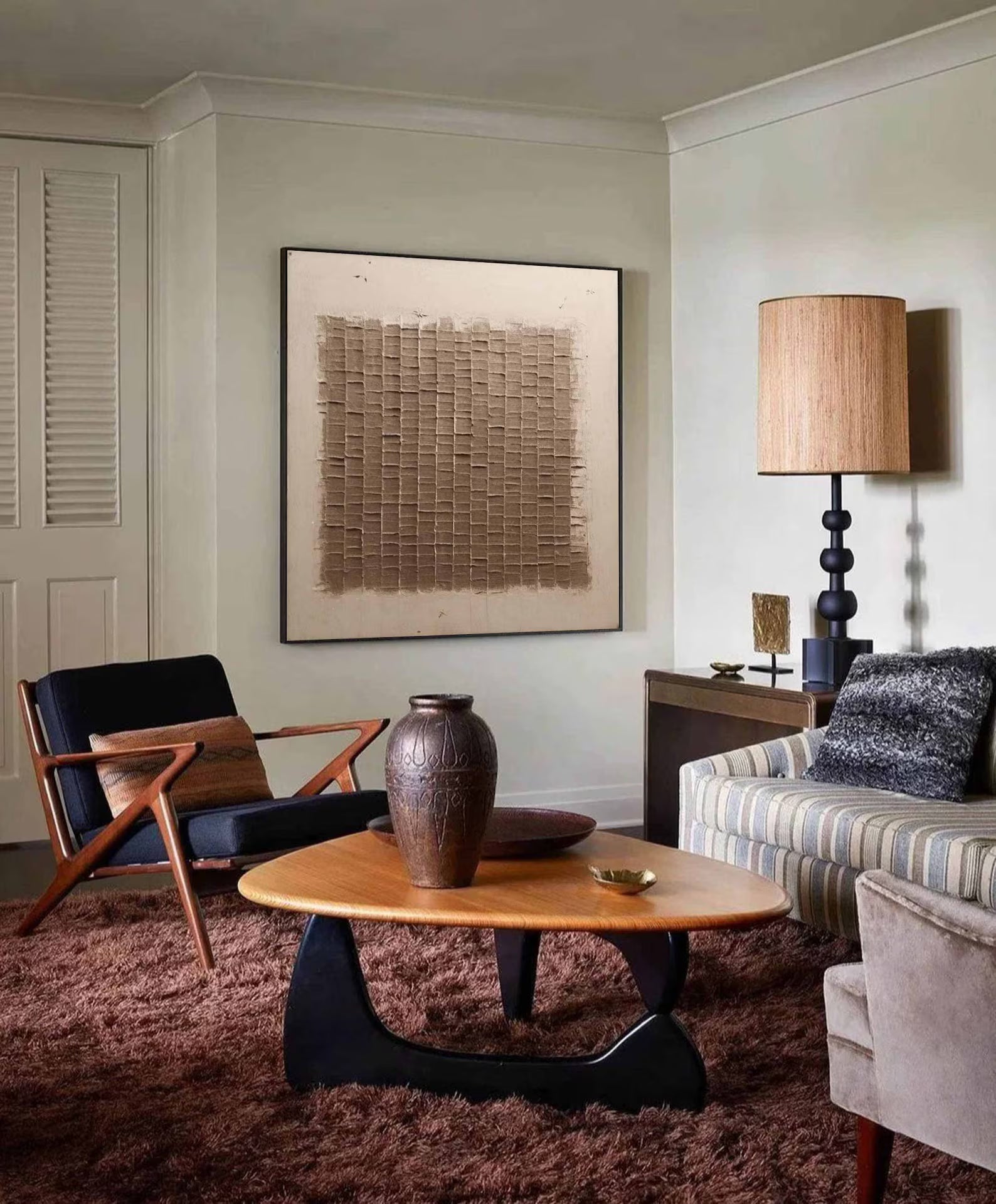 Textured Brown Grid Art | Neutral Sophistication