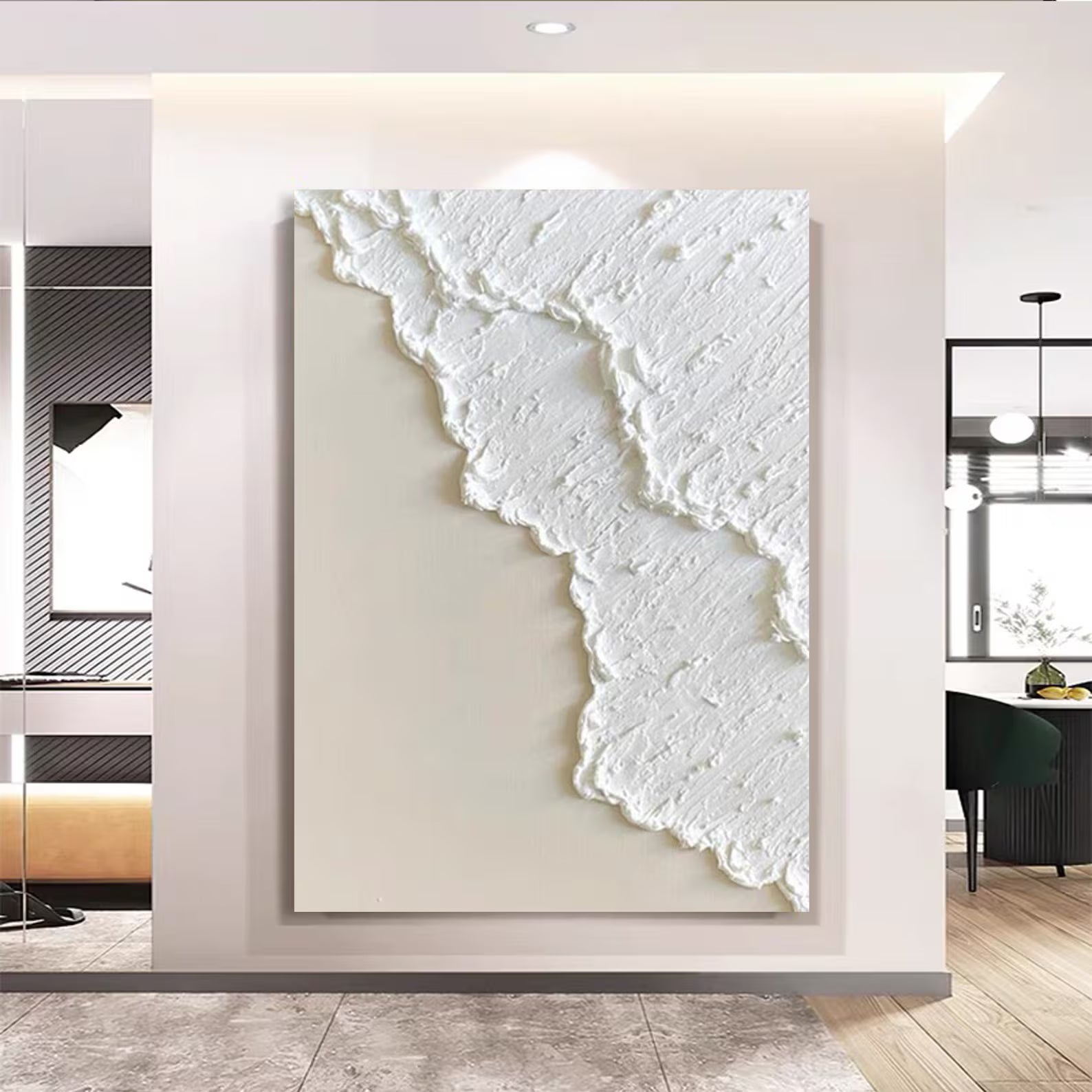 Textured Frost Elegance | White Beige