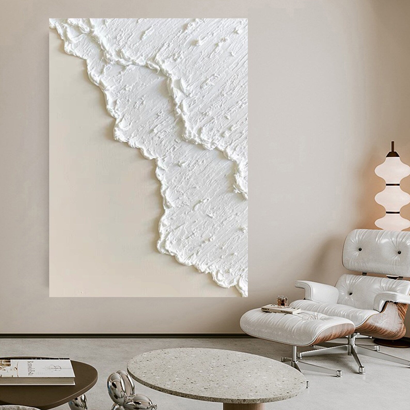 Textured Frost Elegance | White Beige