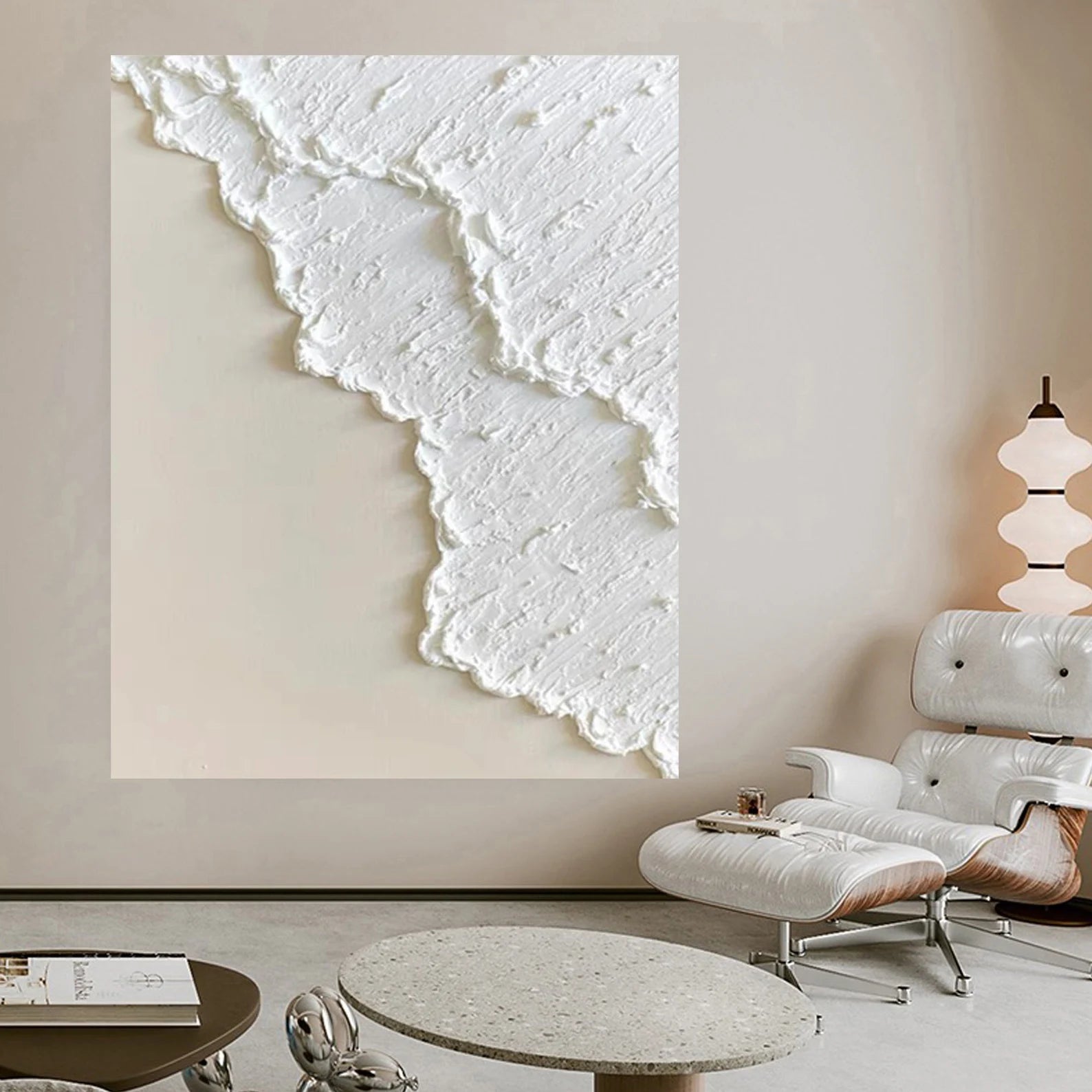 Textured Frost Elegance | White Beige