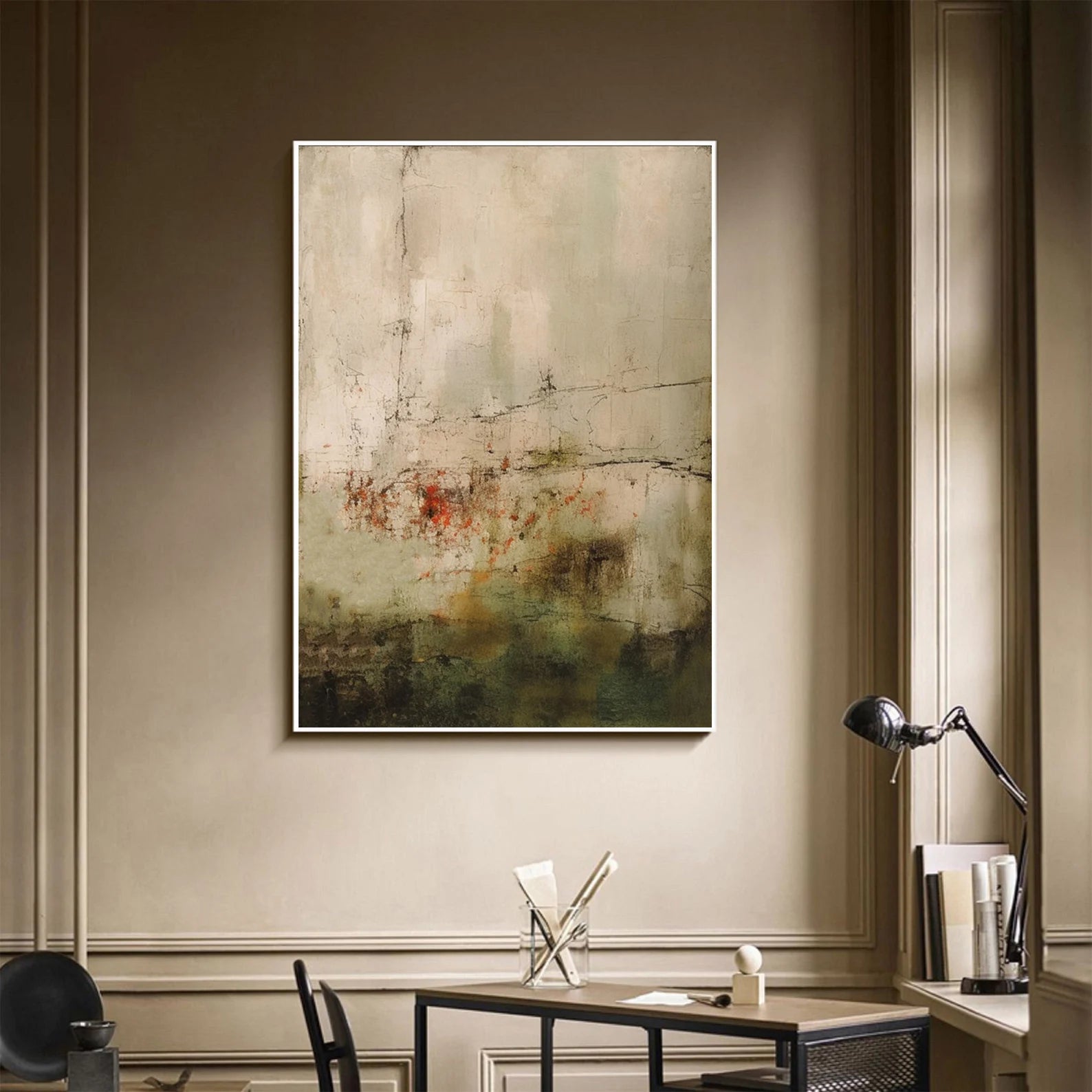 Textured Botanical Nuance | Green Beige