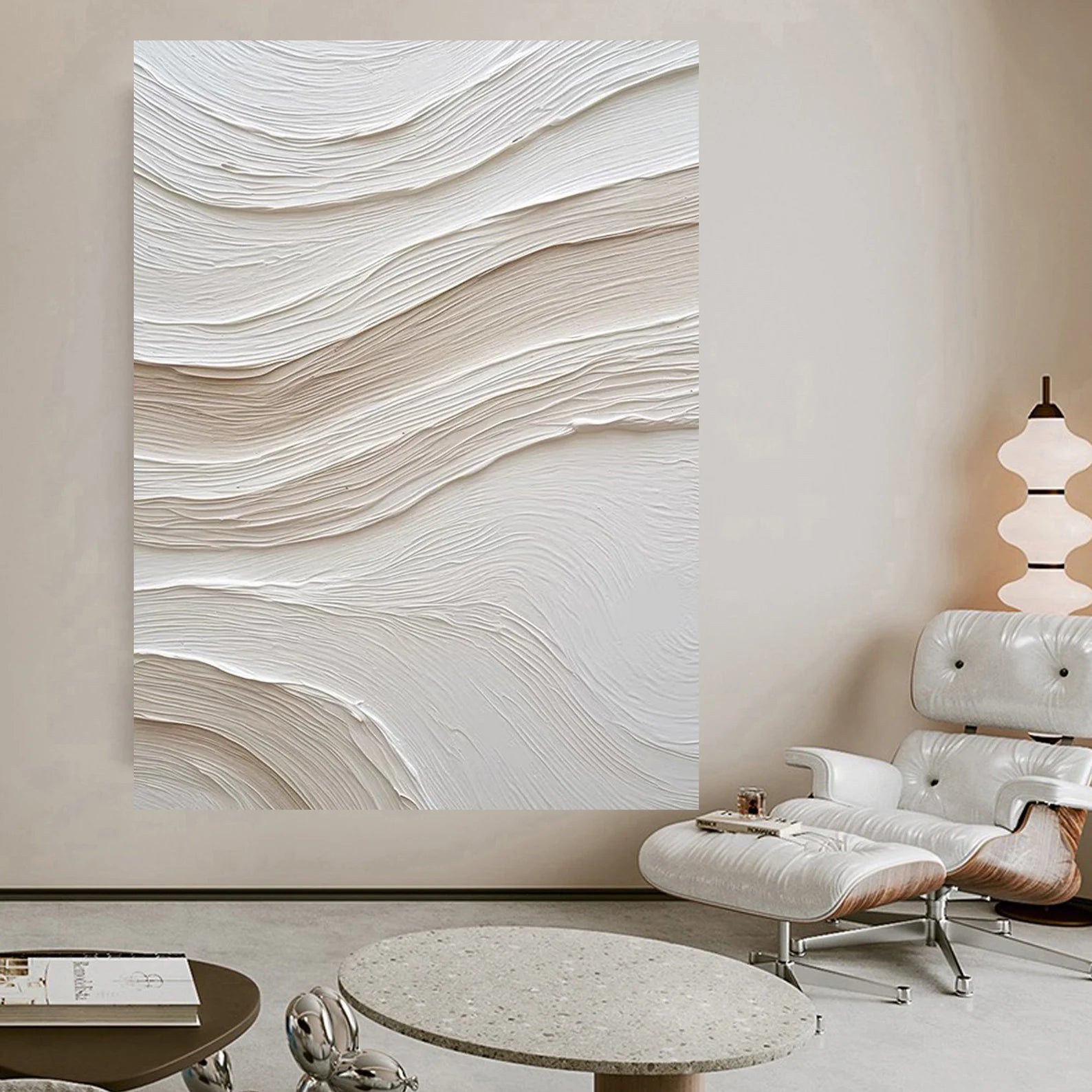 Textured Wave Minimalism | White Beige