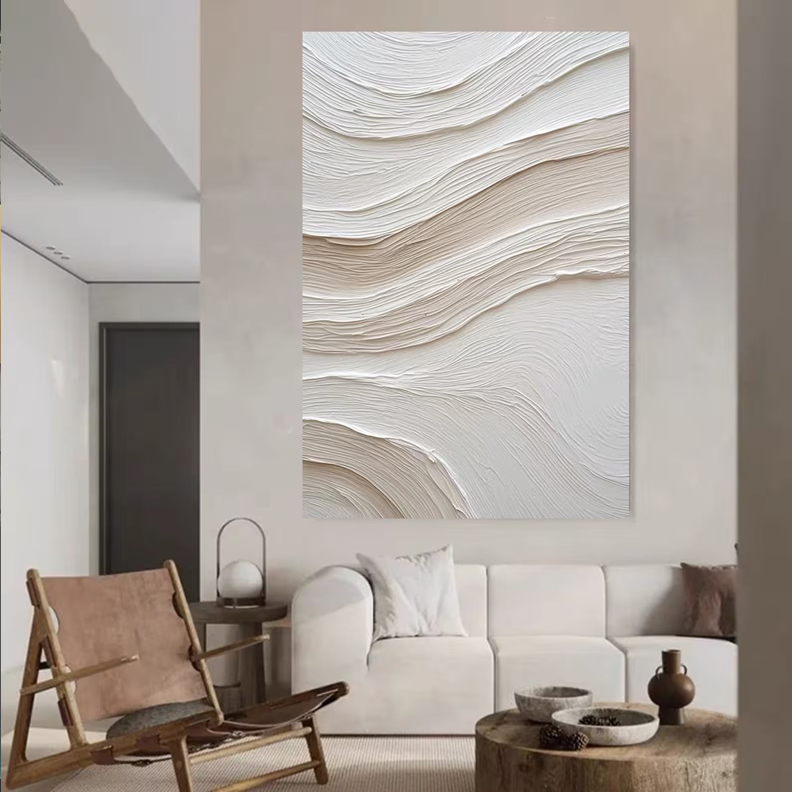 Textured Wave Minimalism | White Beige