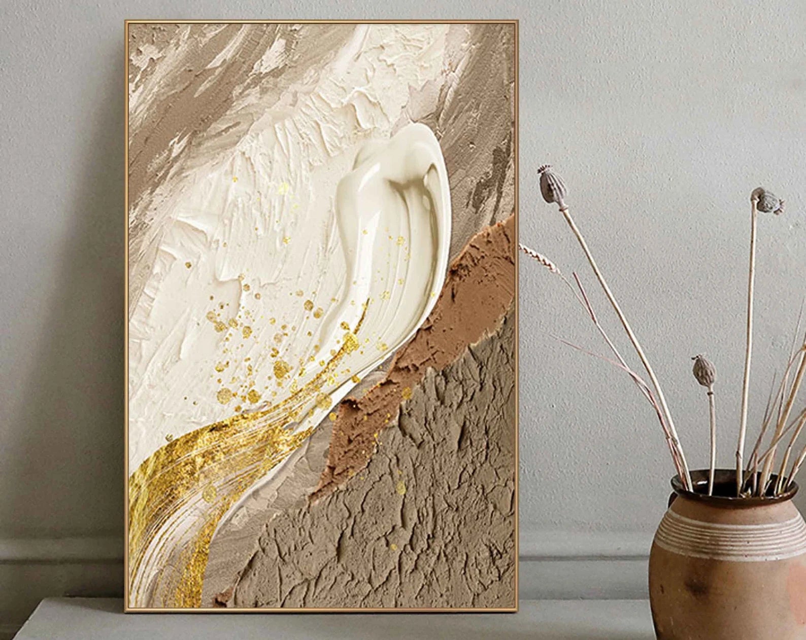 Textured Gold Beige Abstract | Opulent Depth