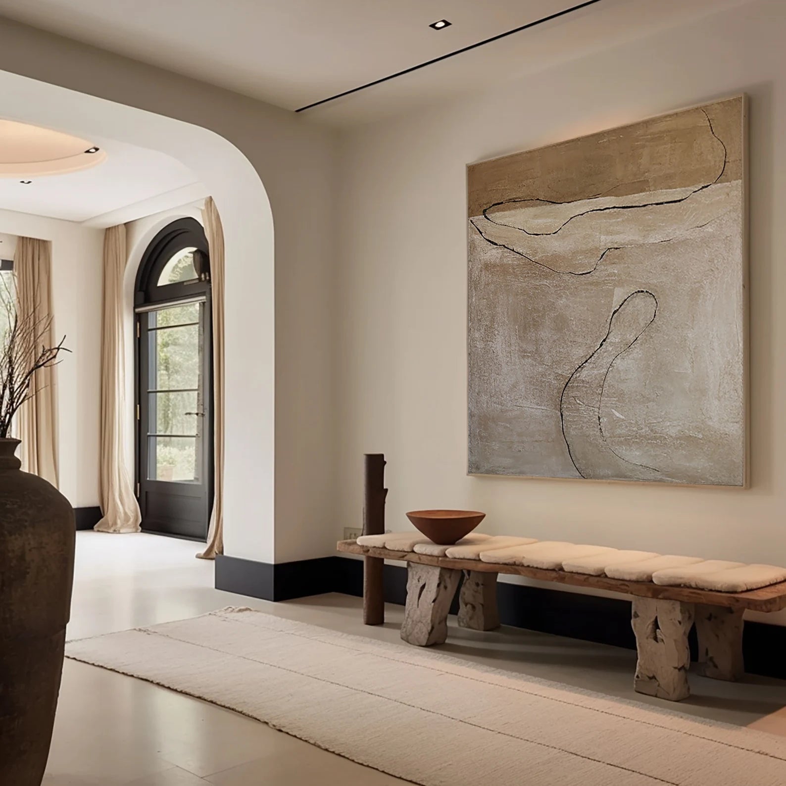 Textured Neutral Abstraction | Beige Line