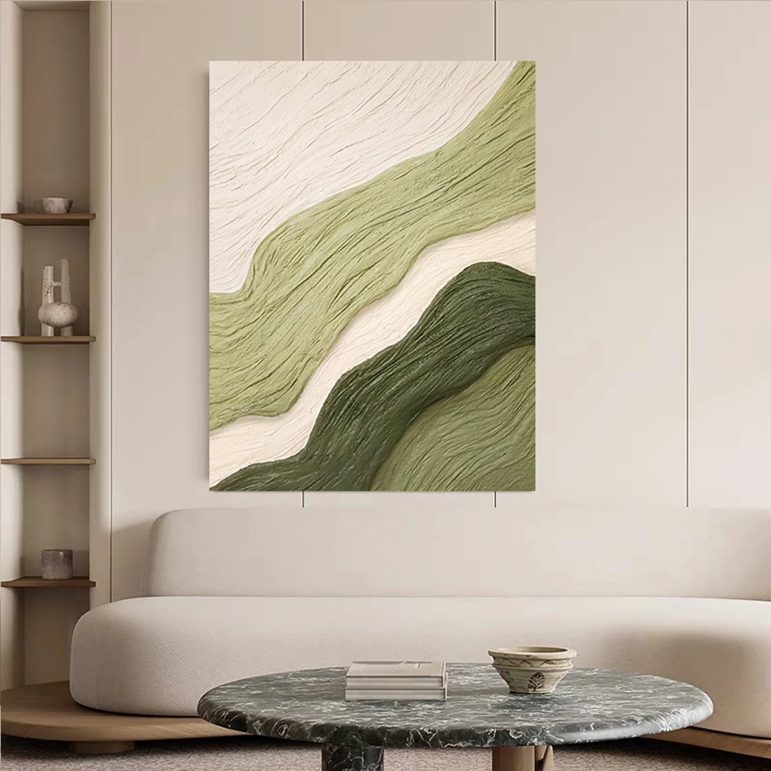Textured Wave Verdure | Green White