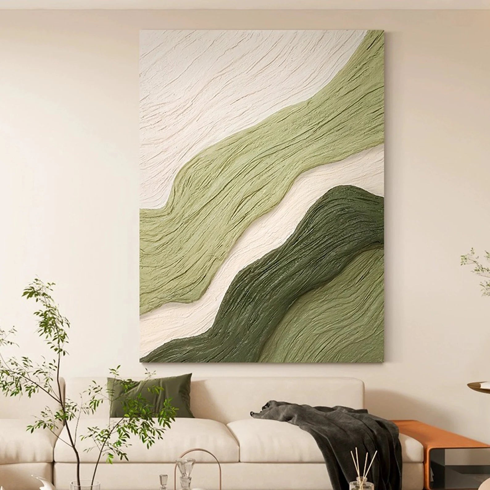 Textured Wave Verdure | Green White