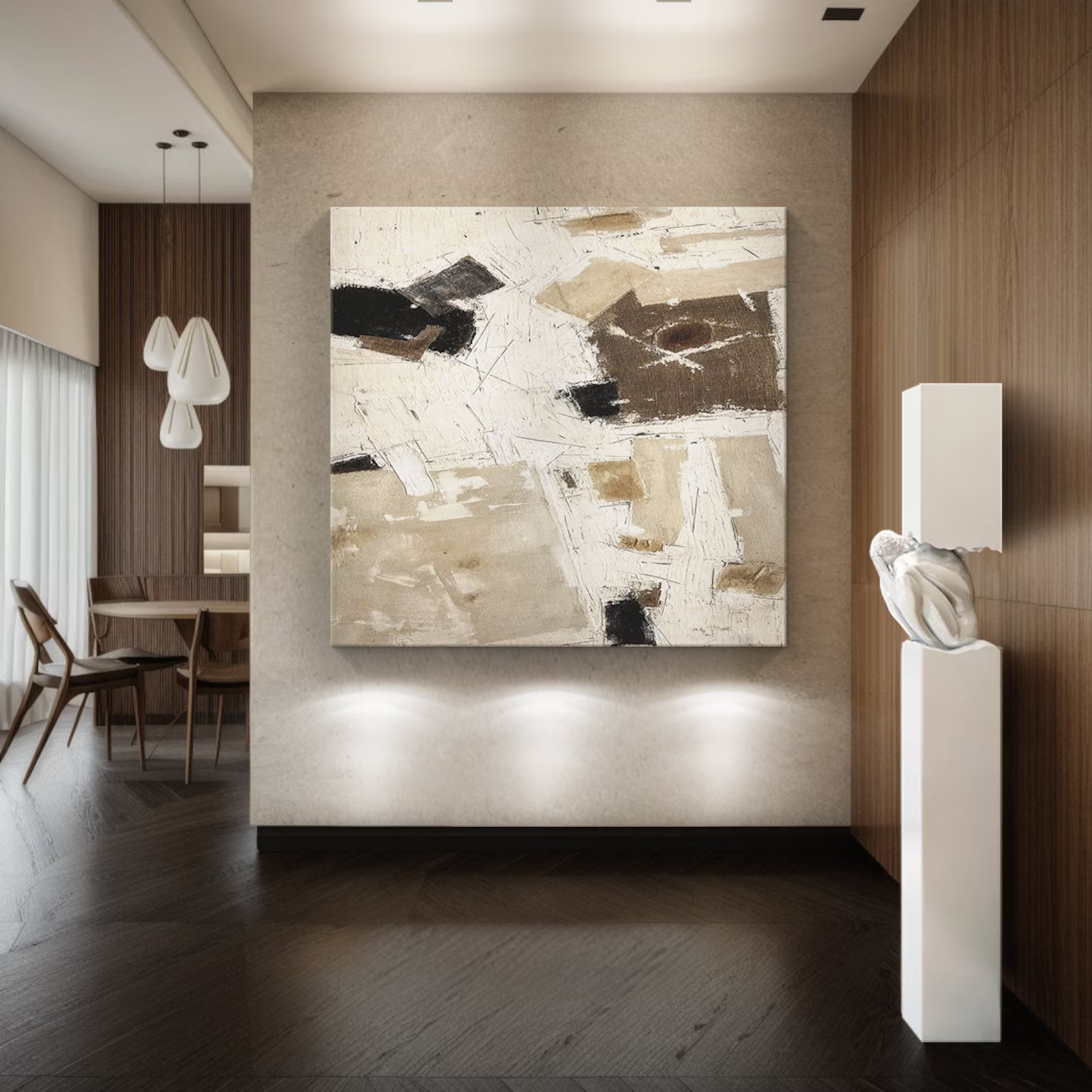 Textured Geometric Neutrals | Beige Black