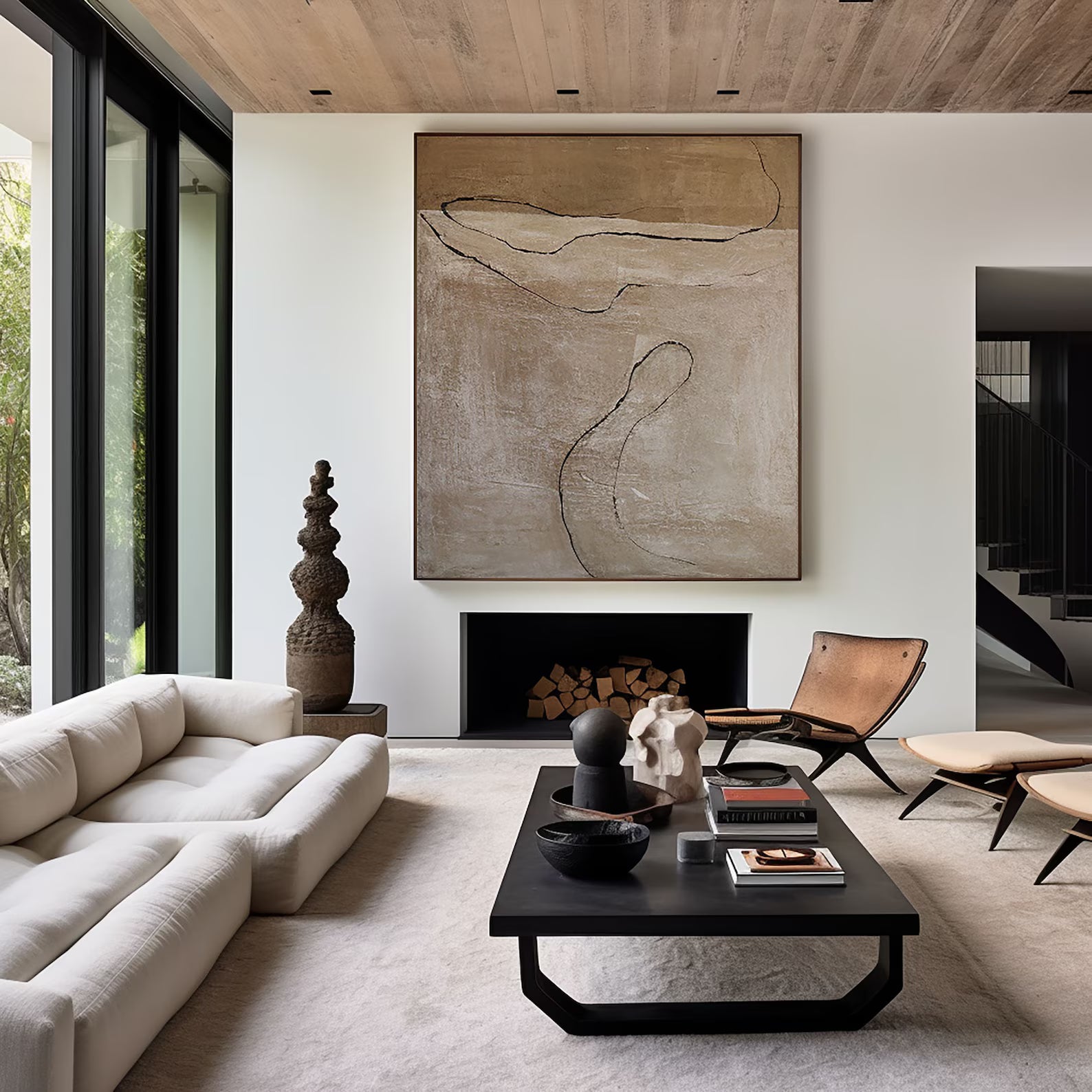 Textured Neutral Abstraction | Beige Line