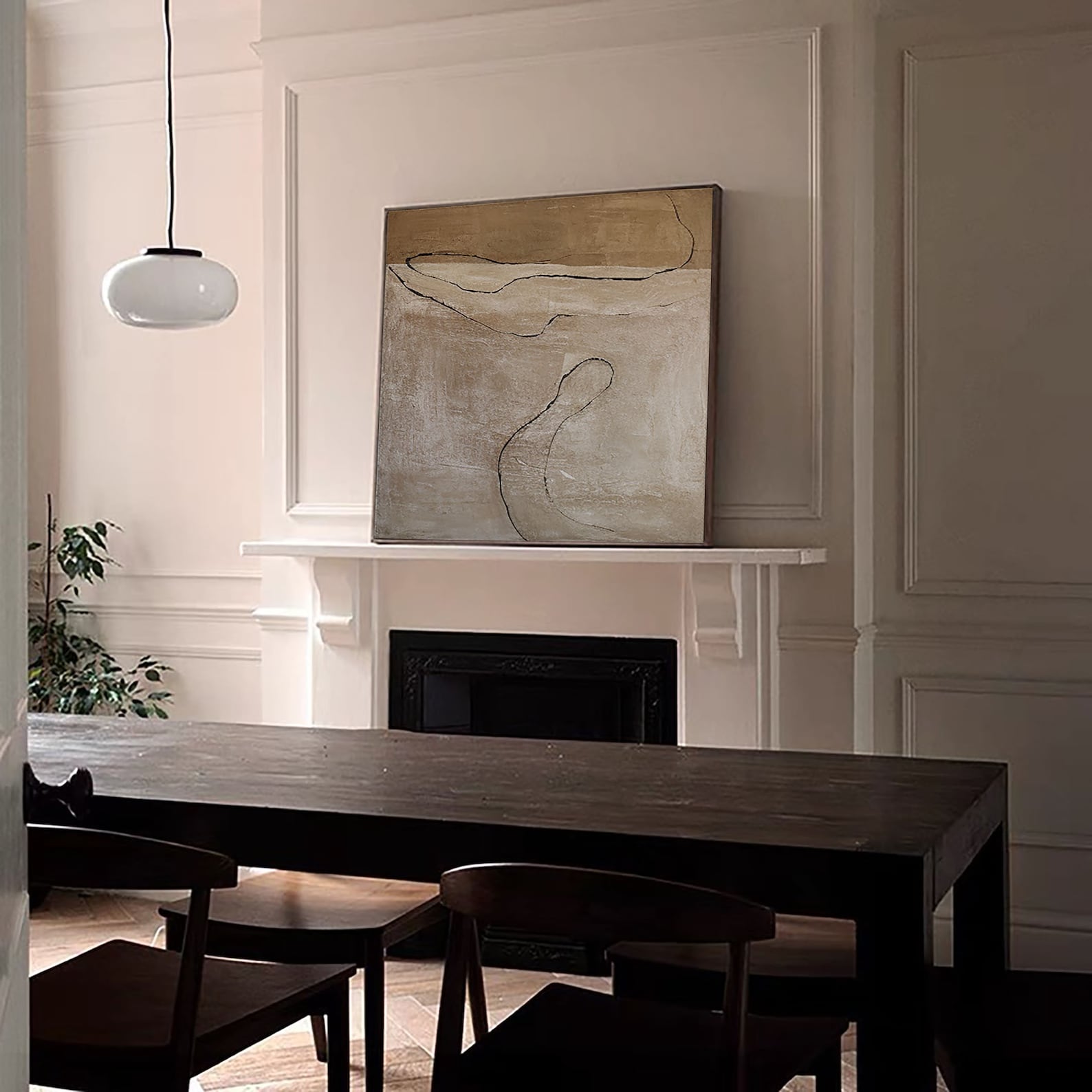 Textured Neutral Abstraction | Beige Line