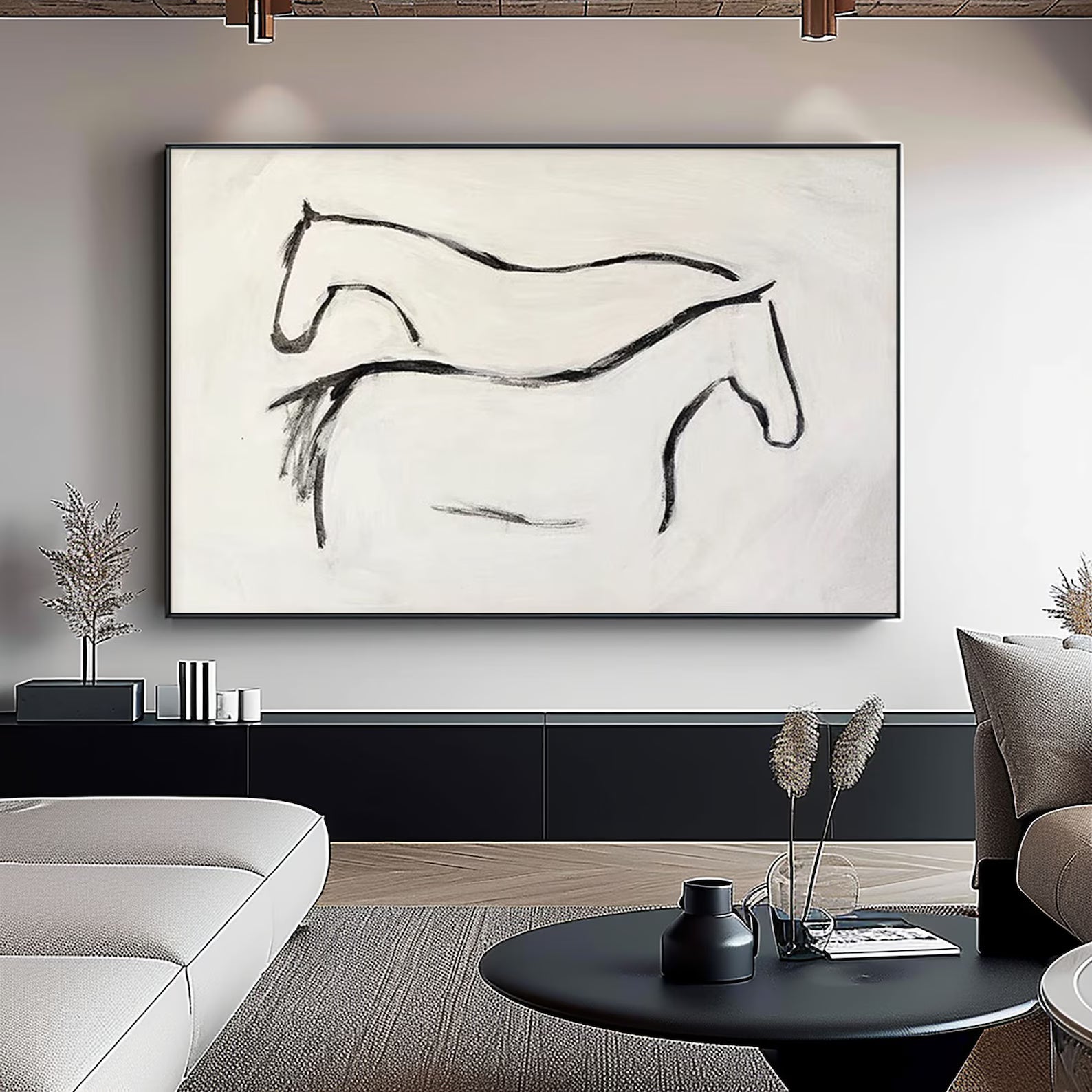 Textured Equine Simplicity | Black White