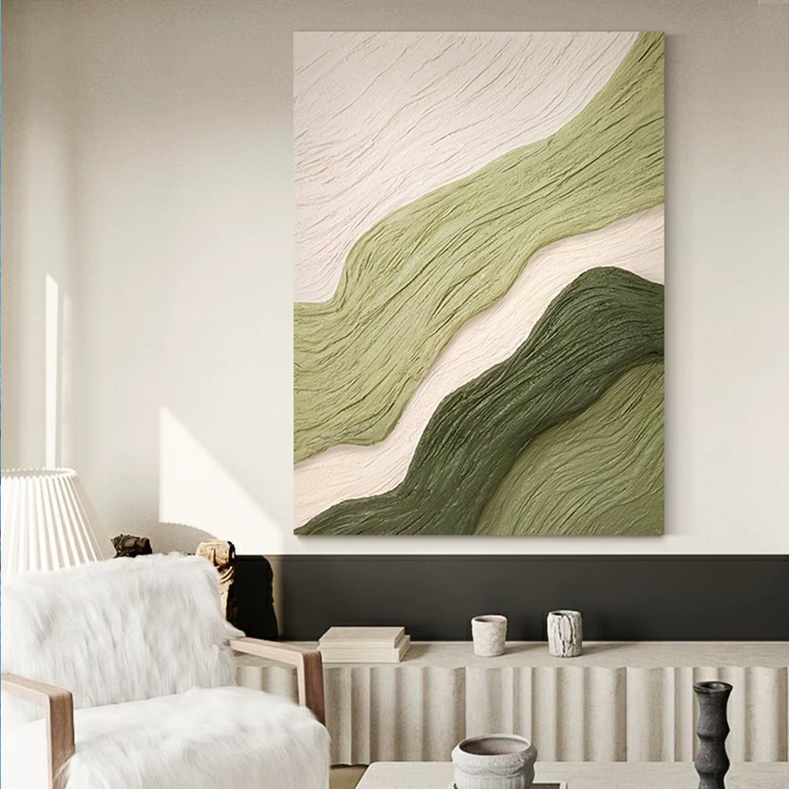 Textured Wave Verdure | Green White