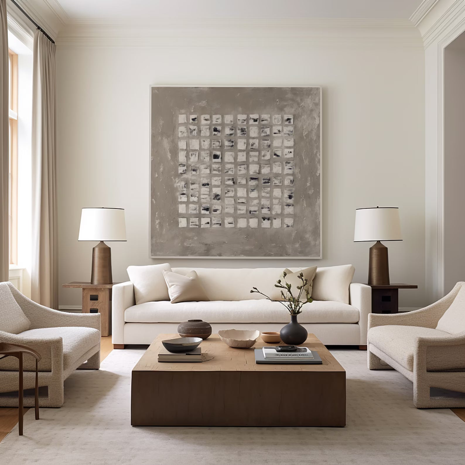 Textured Neutral Grid | Beige Tones