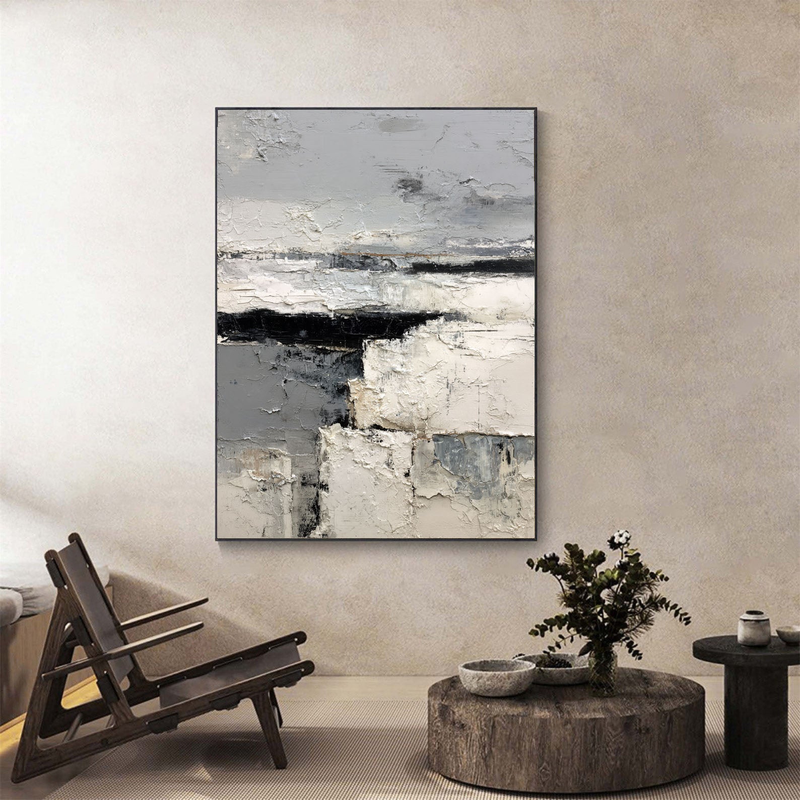 Textured Monochrome Art | Bold Depth