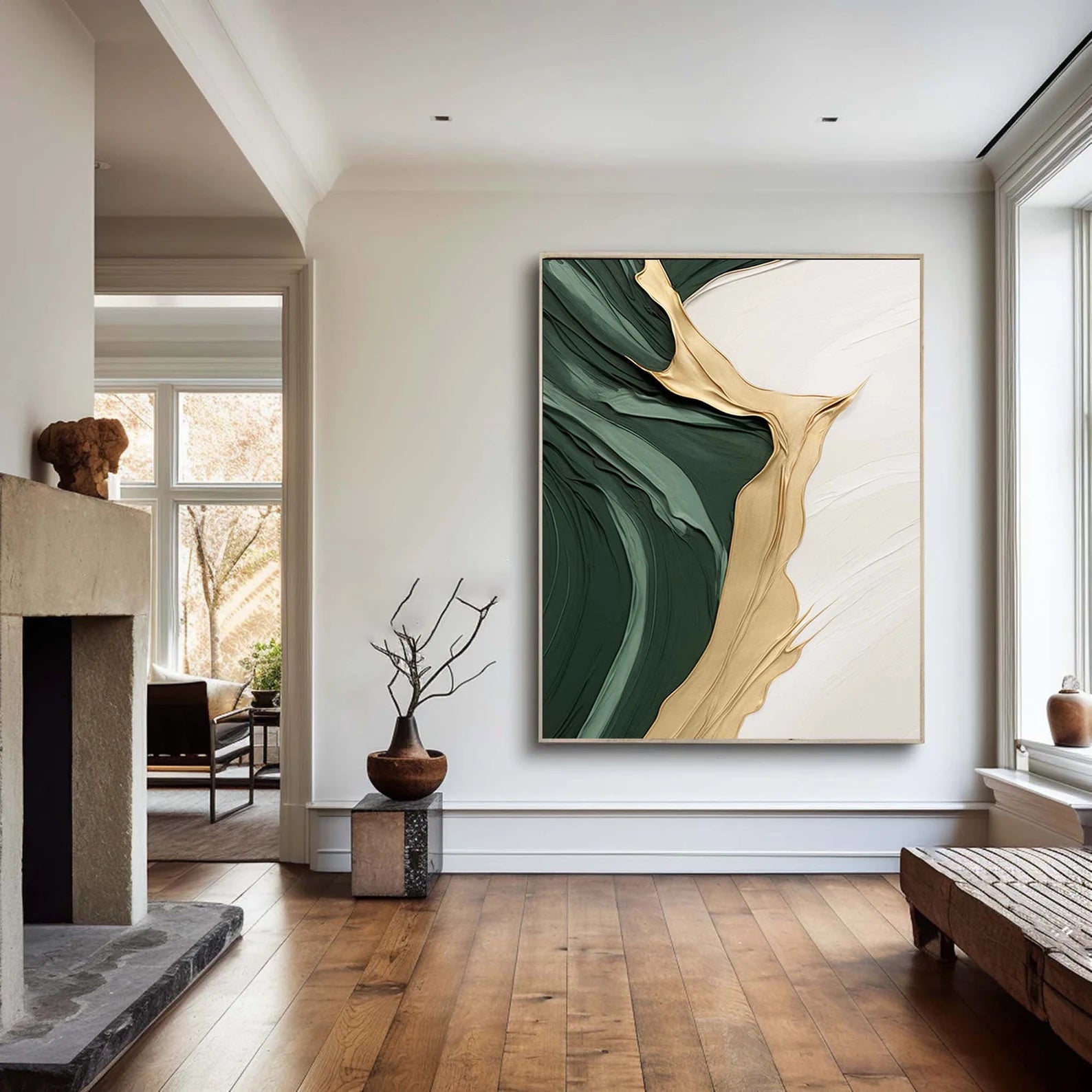 Textured Abstract Opulence | Green Gold