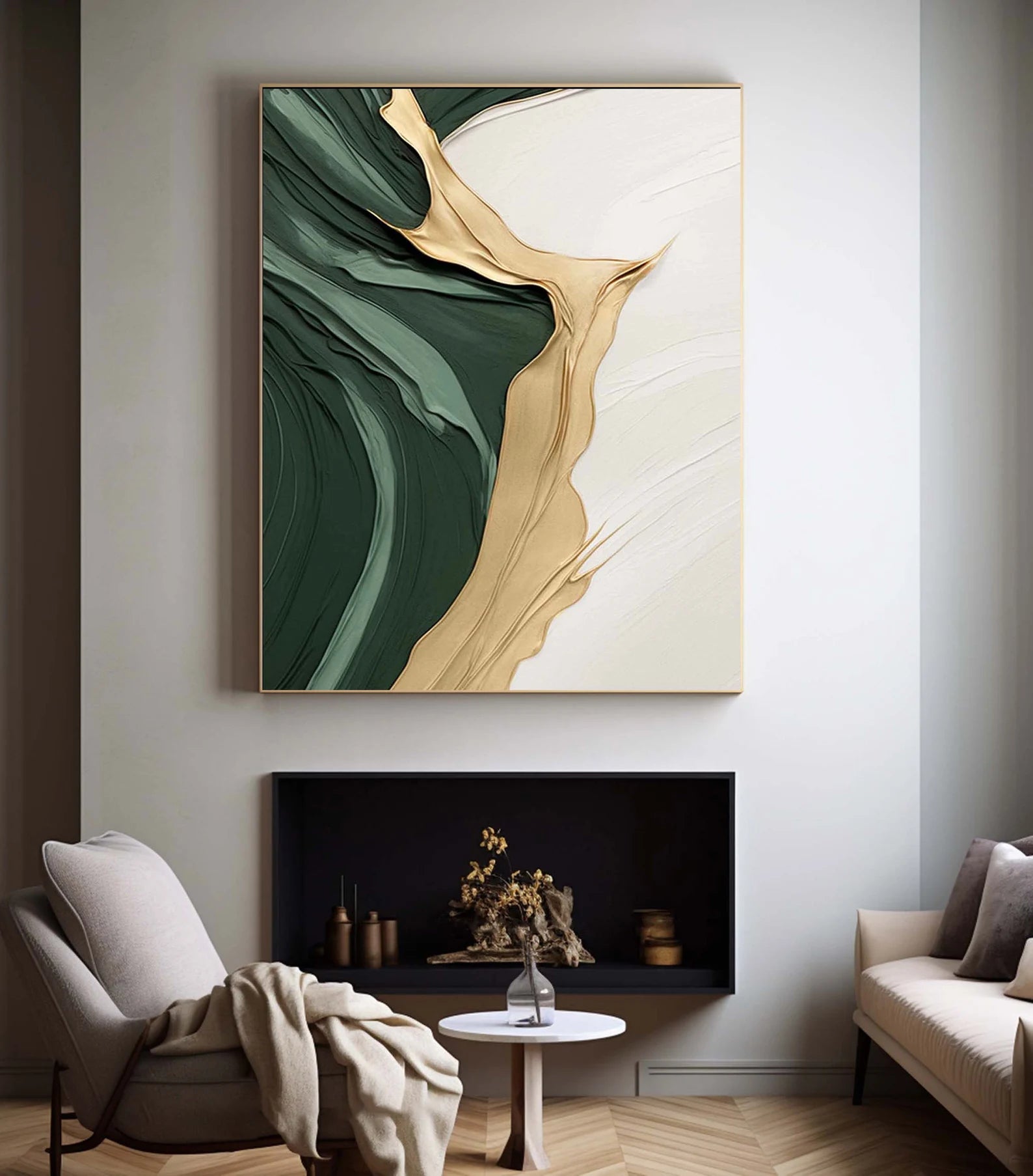 Textured Abstract Opulence | Green Gold