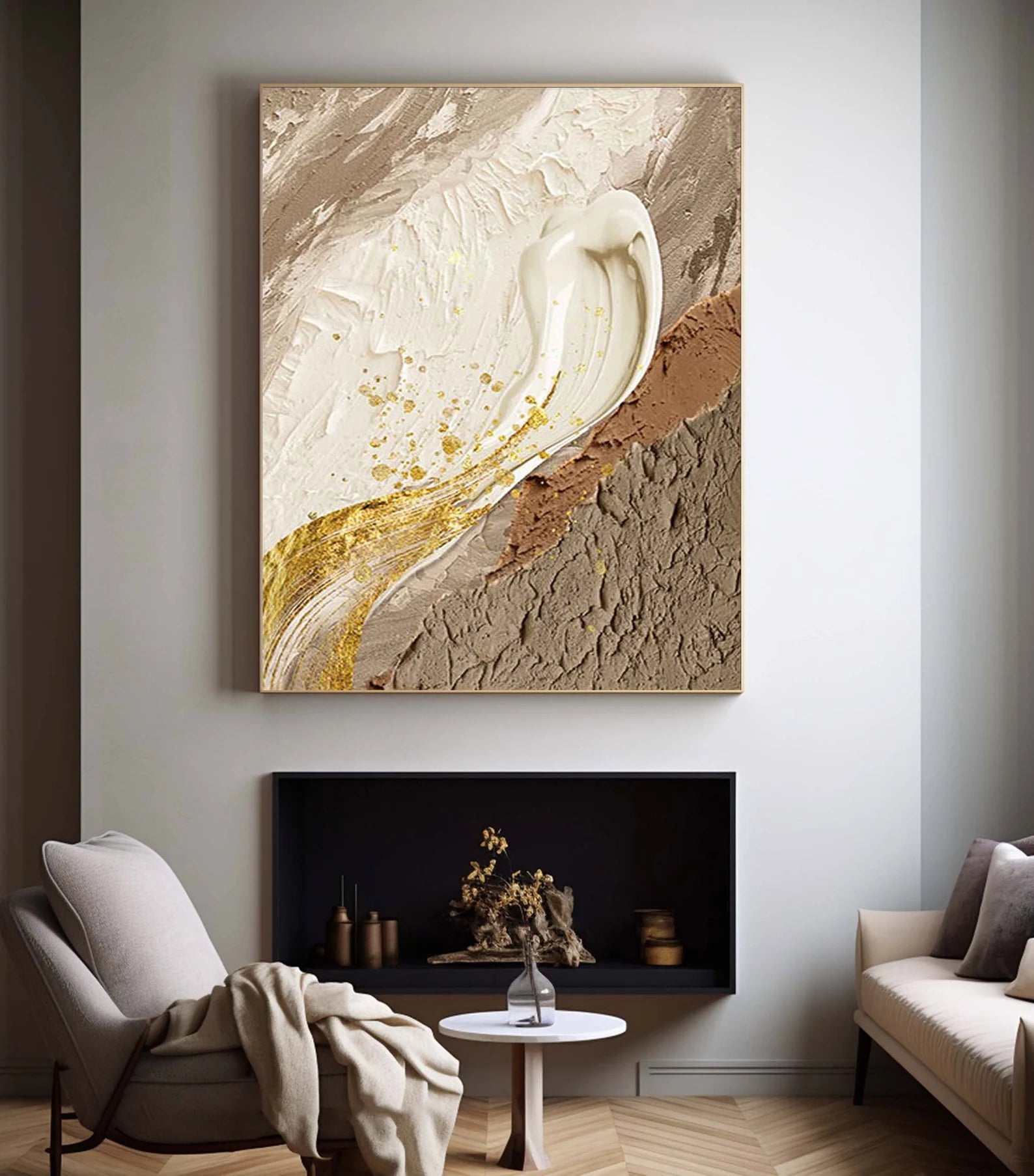 Textured Gold Beige Abstract | Opulent Depth