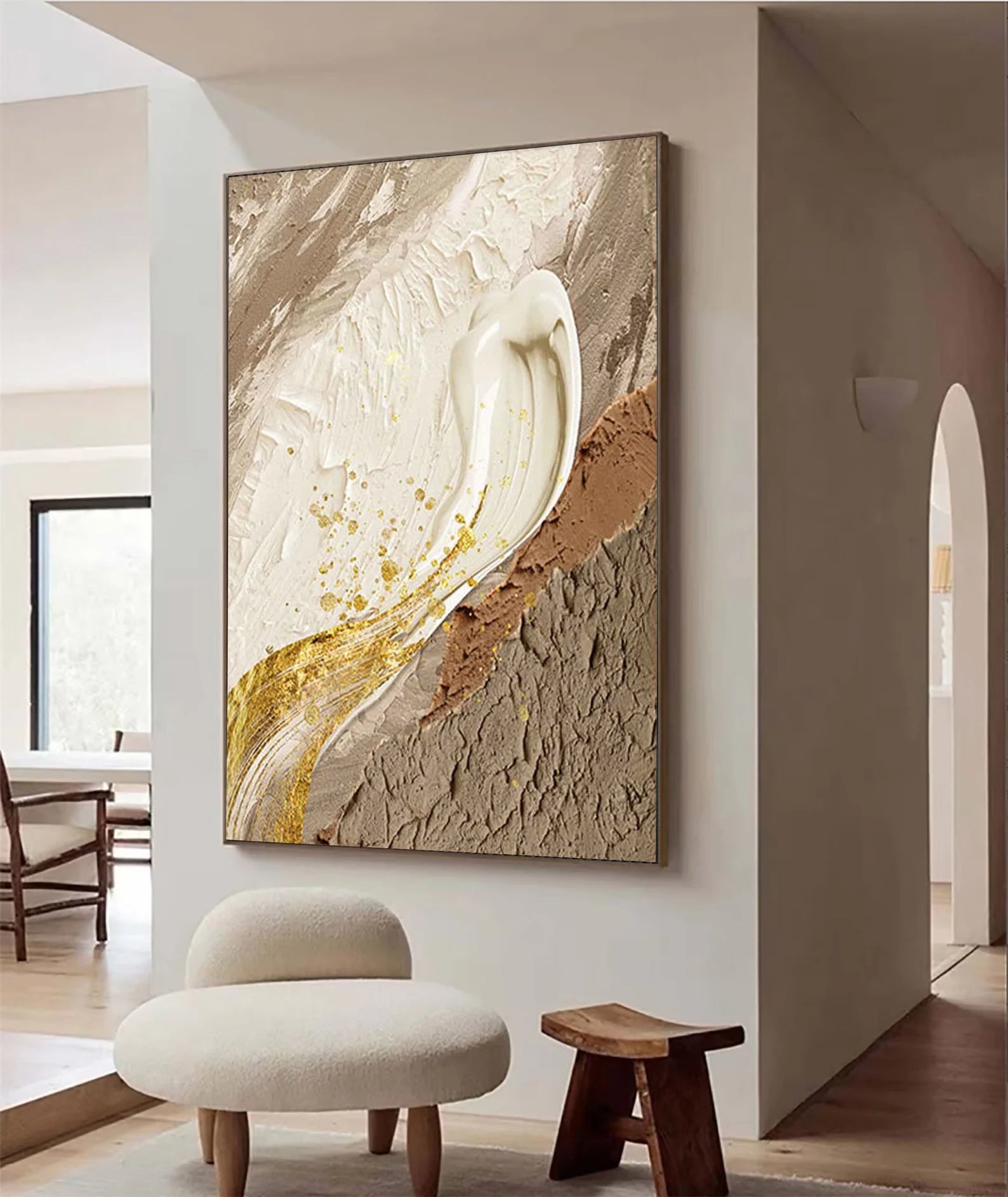 Textured Gold Beige Abstract | Opulent Depth