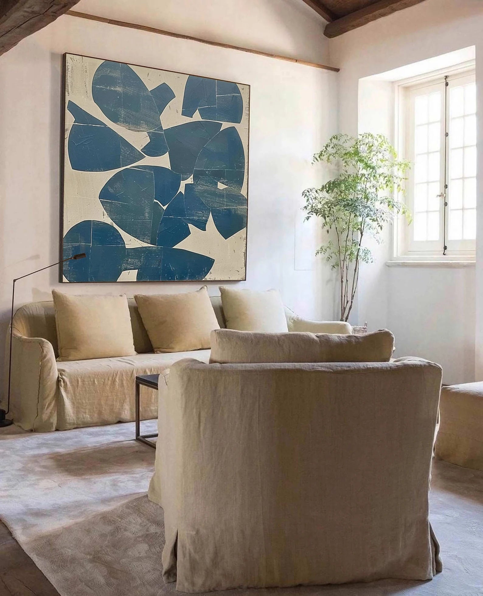 Abstract Navy Shape Art | Classic Sophistication