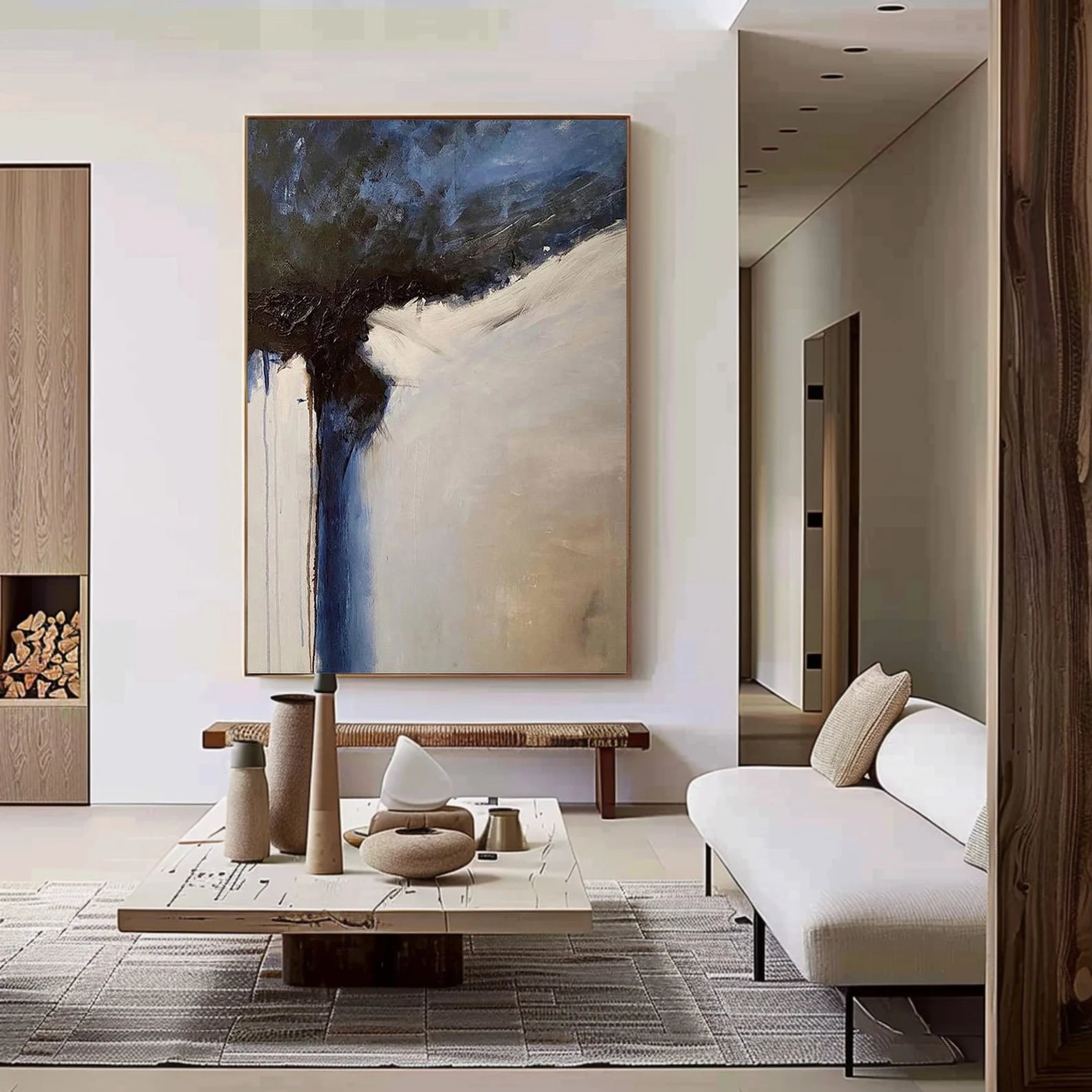 Textured Abstract Flow | Blue Beige