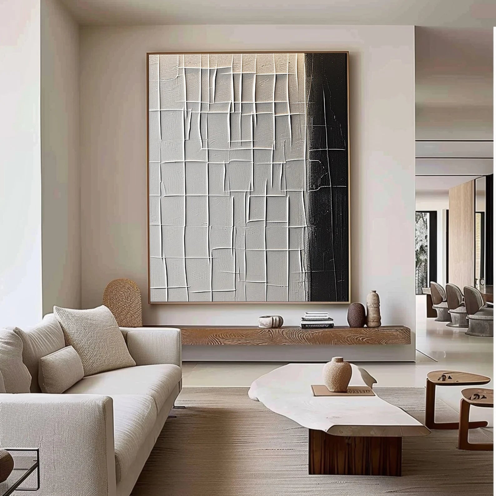 Textured Geometric Contrast | Grey Black