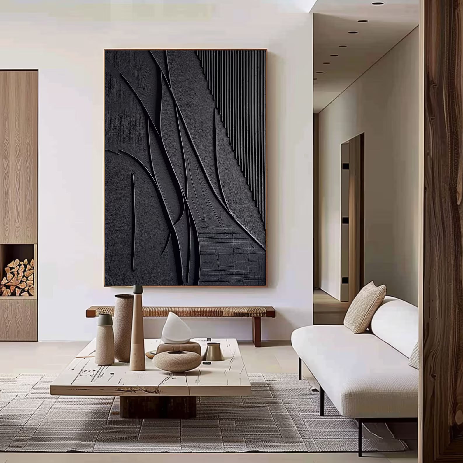 Textured Black Abstract Art | Modern Sophistication