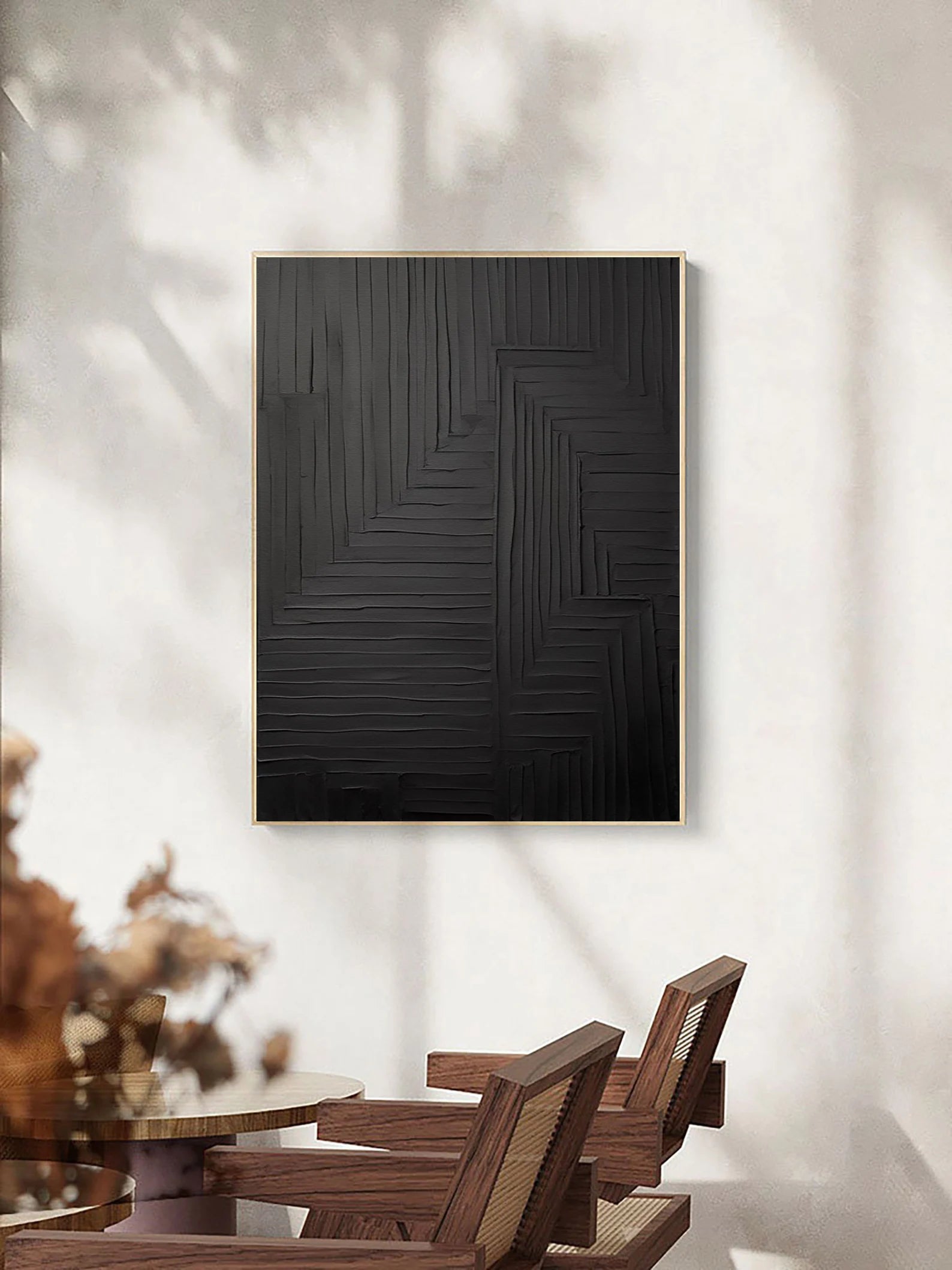 Textured Geometric Opulence | Black Lines