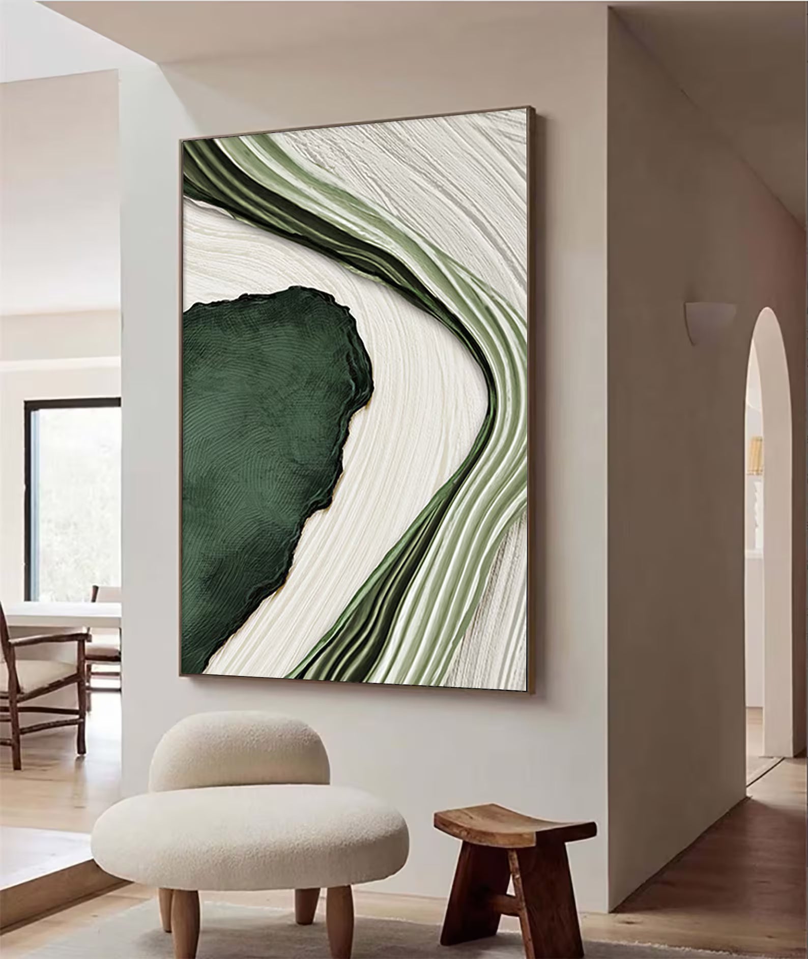 Textured Abstract Flow | Green White